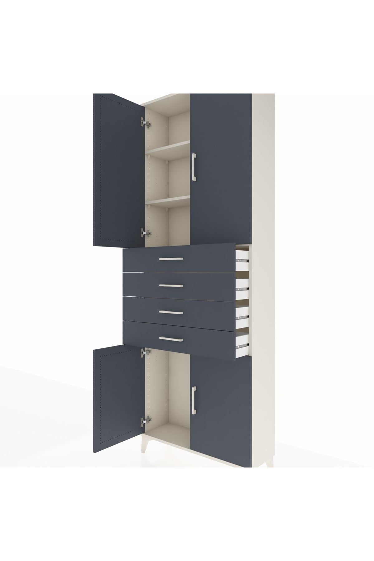 Arges Dolap 3 Raflı 4 Çekmeceli 4 Kapaklı 88x30x243 - S33M259V2A