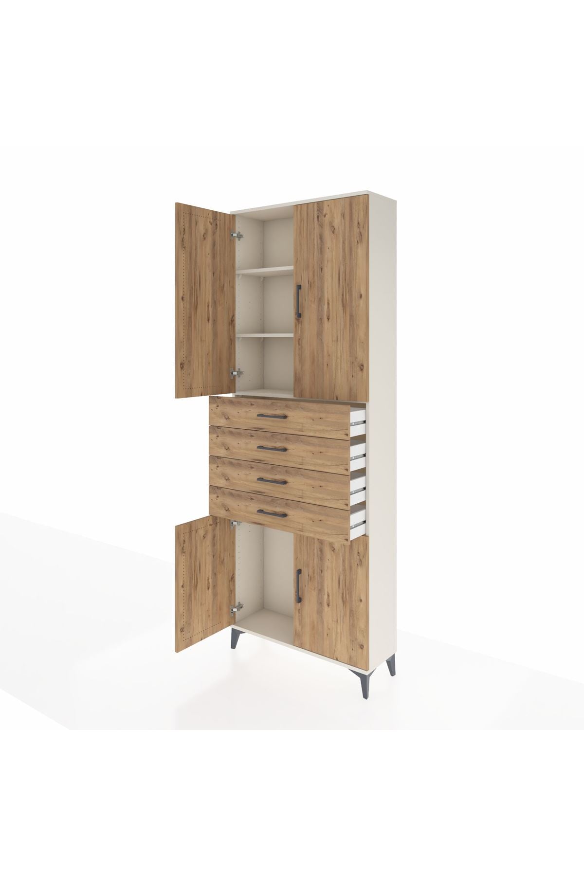 Arges Dolap 3 Raflı 4 Çekmeceli 4 Kapaklı 88x30x243 - S33M259V3A