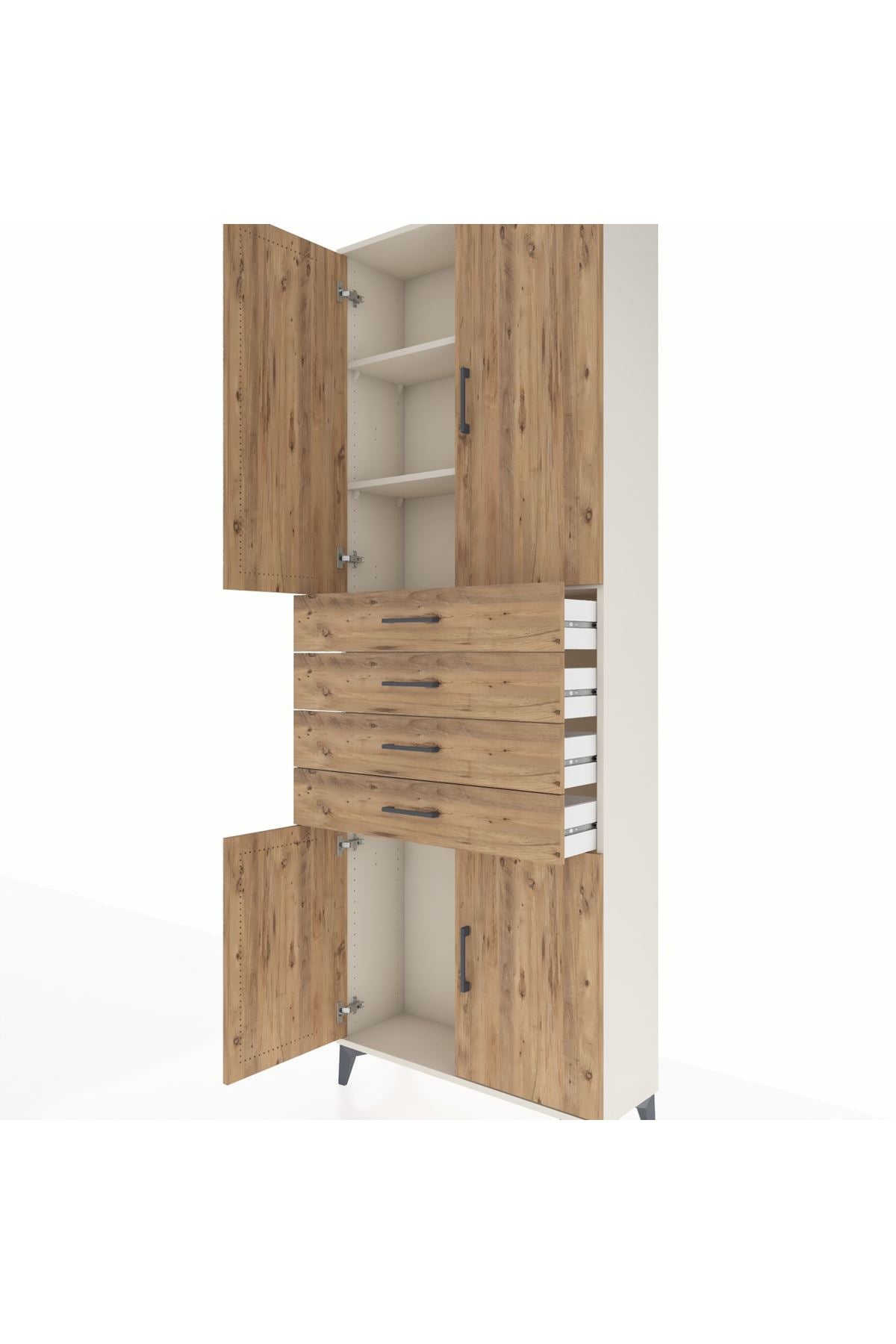 Arges Dolap 3 Raflı 4 Çekmeceli 4 Kapaklı 88x30x243 - S33M259V3A