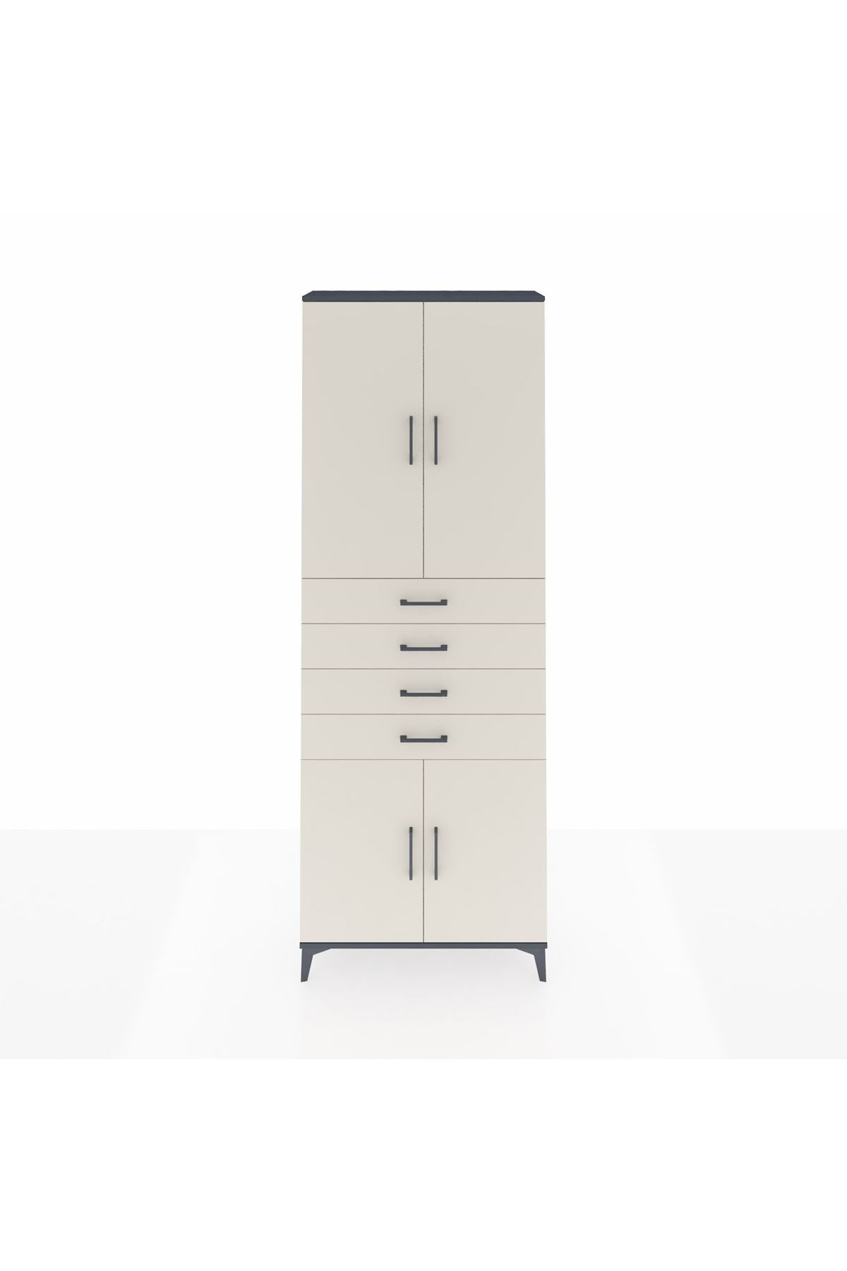 Arges Dolap 3 Raflı 4 Çekmeceli 4 Kapaklı 88x30x243 - S33M259V4A
