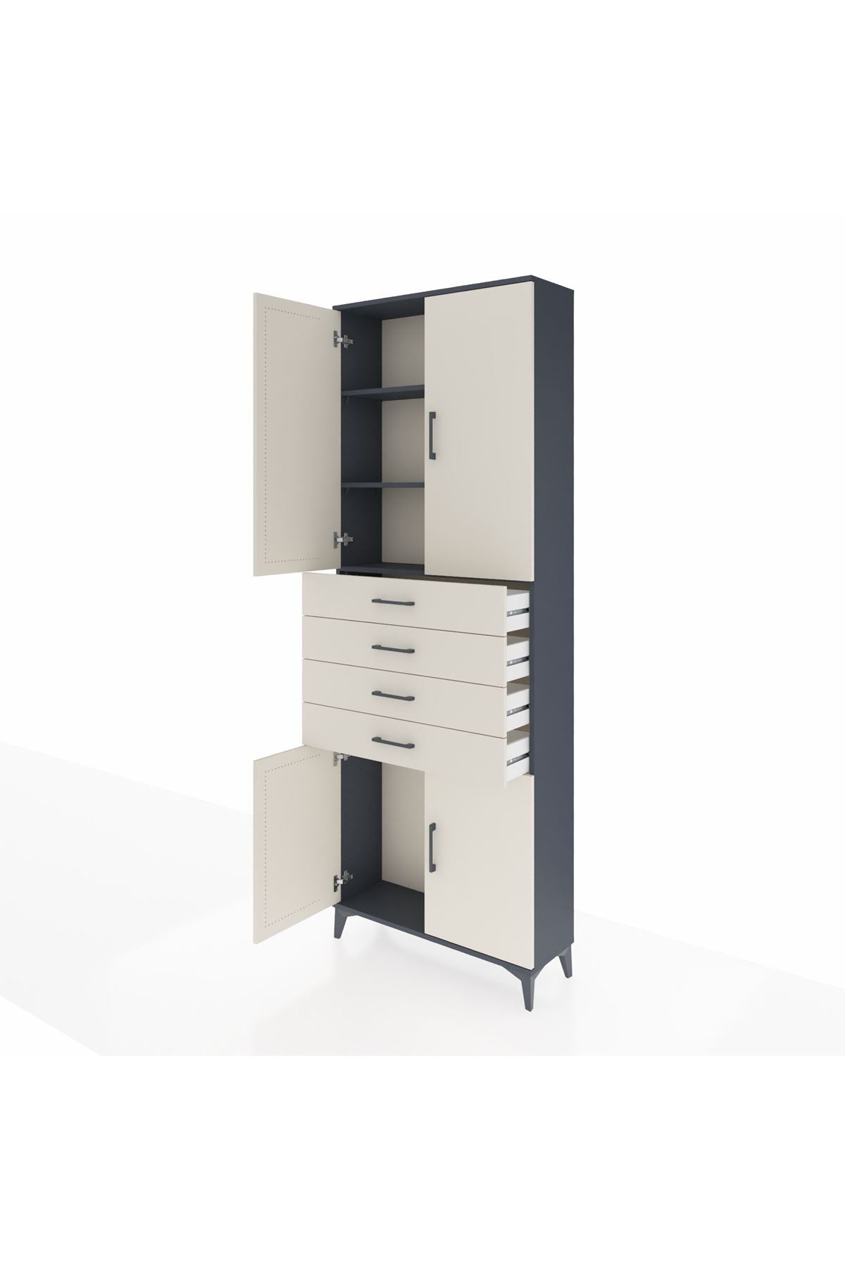 Arges Dolap 3 Raflı 4 Çekmeceli 4 Kapaklı 88x30x243 - S33M259V4A
