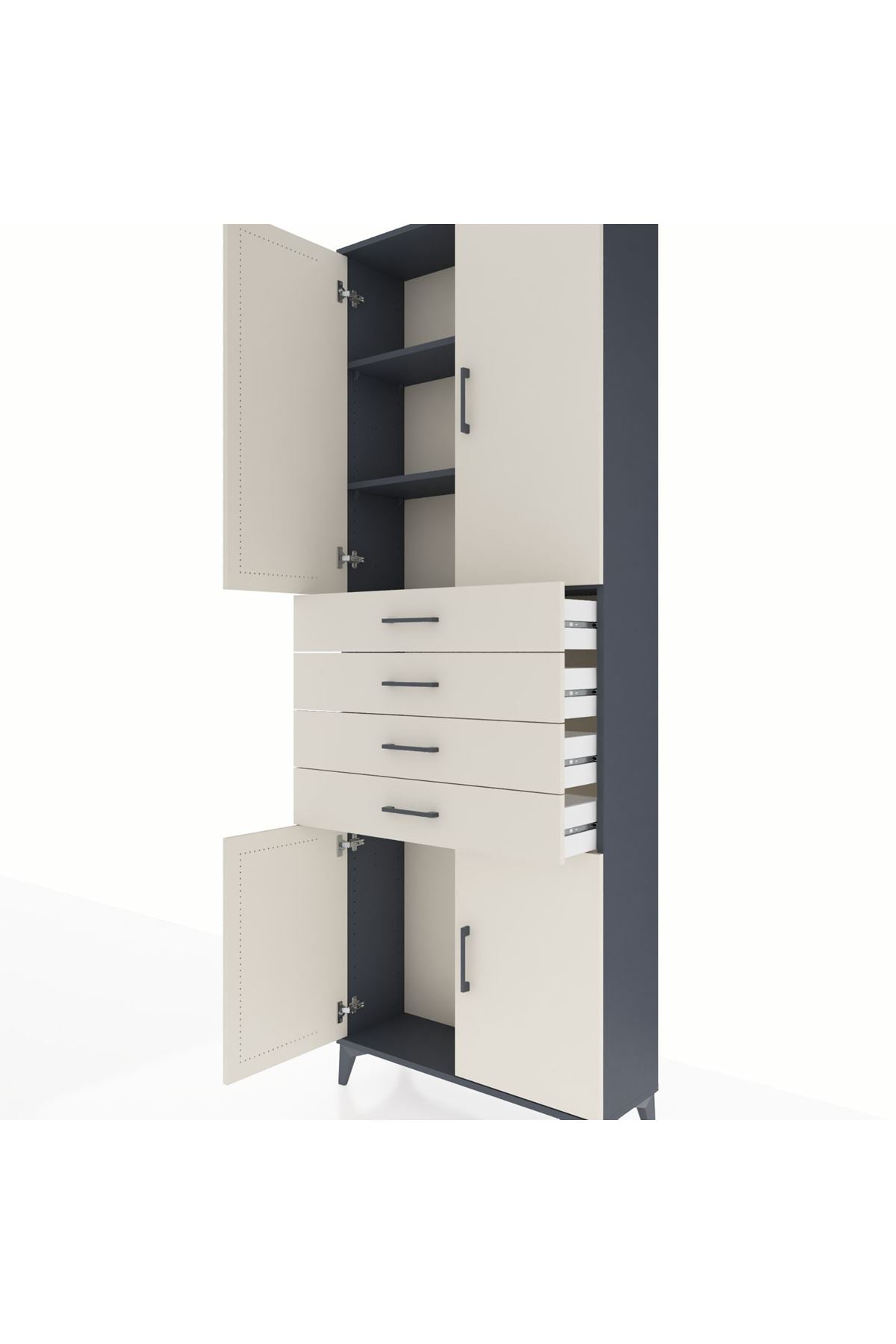 Arges Dolap 3 Raflı 4 Çekmeceli 4 Kapaklı 88x30x243 - S33M259V4A