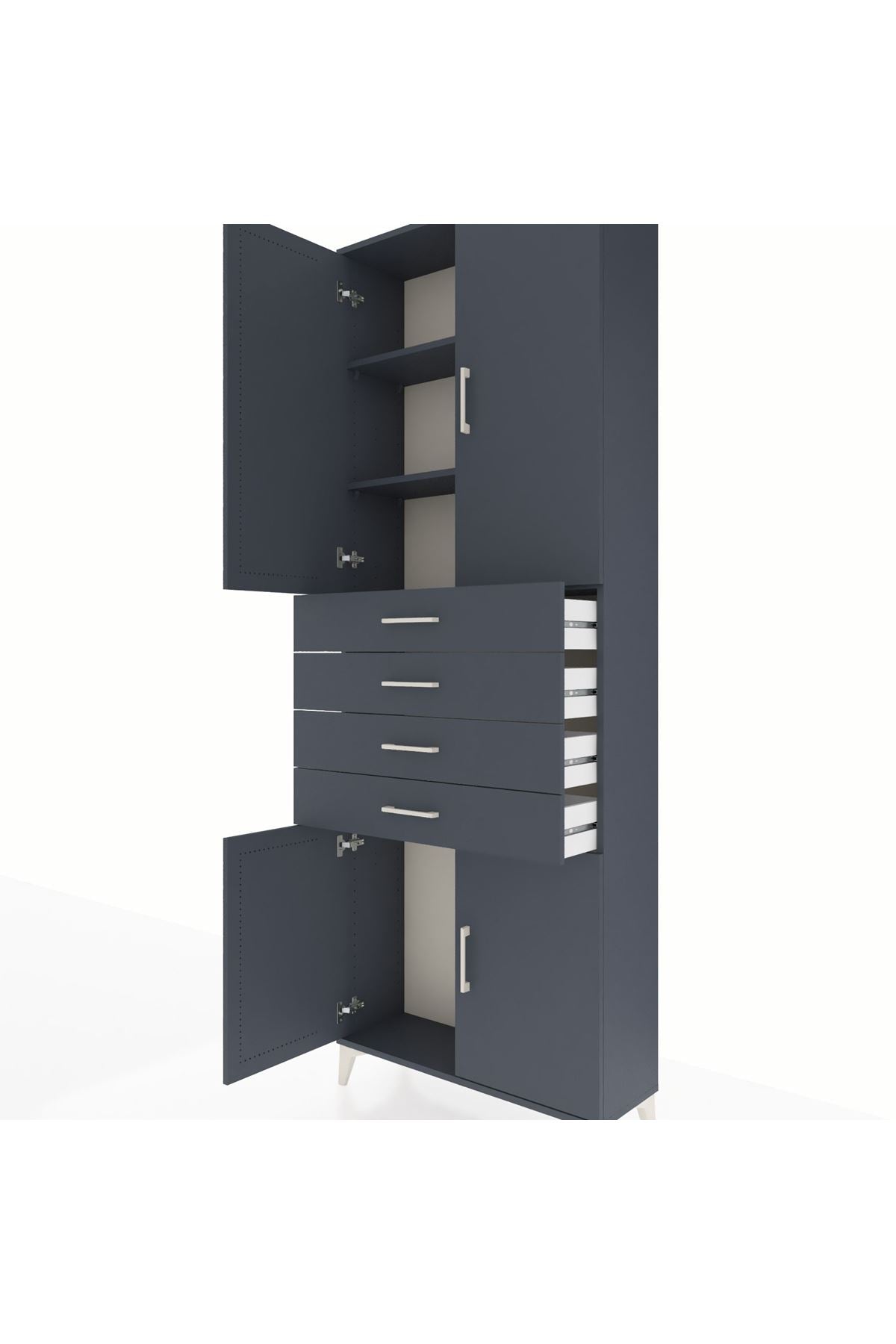 Arges Dolap 3 Raflı 4 Çekmeceli 4 Kapaklı 88x30x243 - S33M259V5A