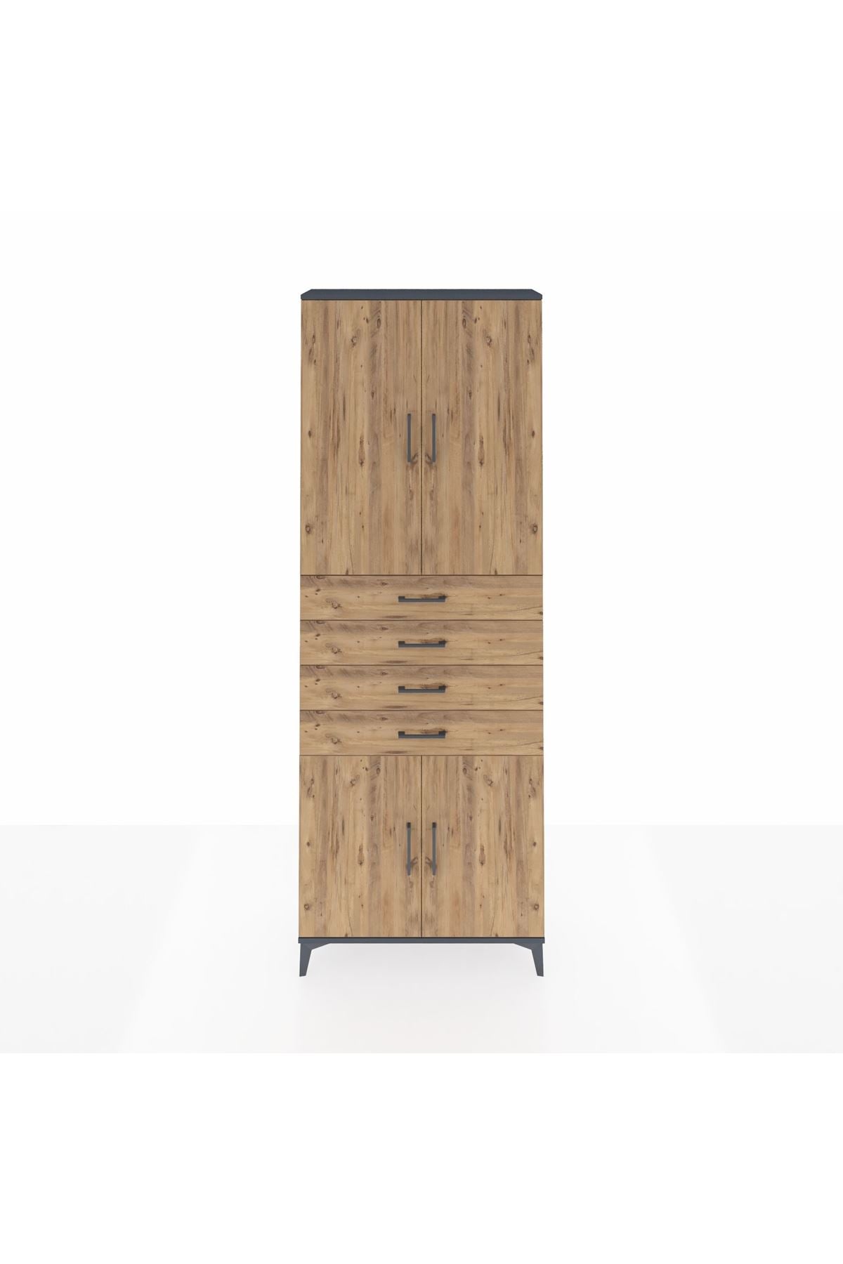 Arges Dolap 3 Raflı 4 Çekmeceli 4 Kapaklı 88x30x243 - S33M259V6A