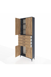 Arges Dolap 3 Raflı 4 Çekmeceli 4 Kapaklı 88x30x243 - S33M259V6A