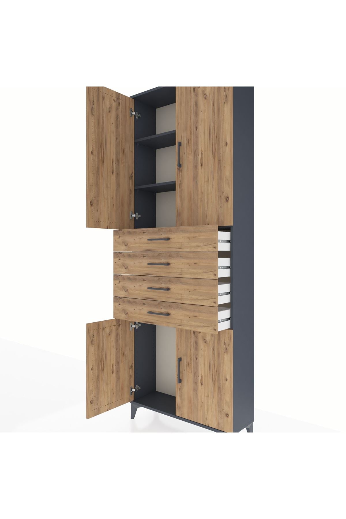 Arges Dolap 3 Raflı 4 Çekmeceli 4 Kapaklı 88x30x243 - S33M259V6A