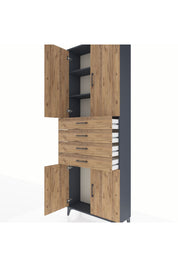 Arges Dolap 3 Raflı 4 Çekmeceli 4 Kapaklı 88x30x243 - S33M259V6A