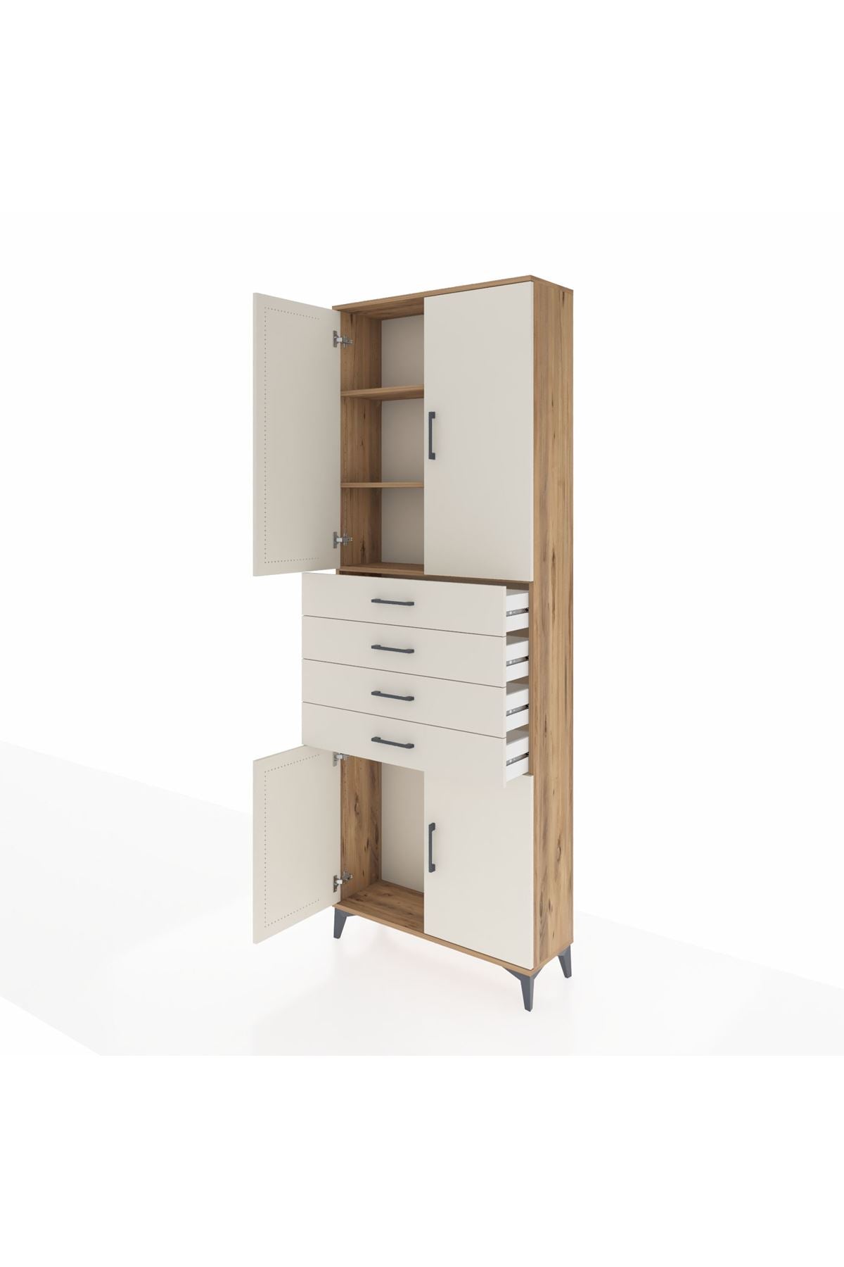Arges Dolap 3 Raflı 4 Çekmeceli 4 Kapaklı 88x30x243 - S33M259V7A