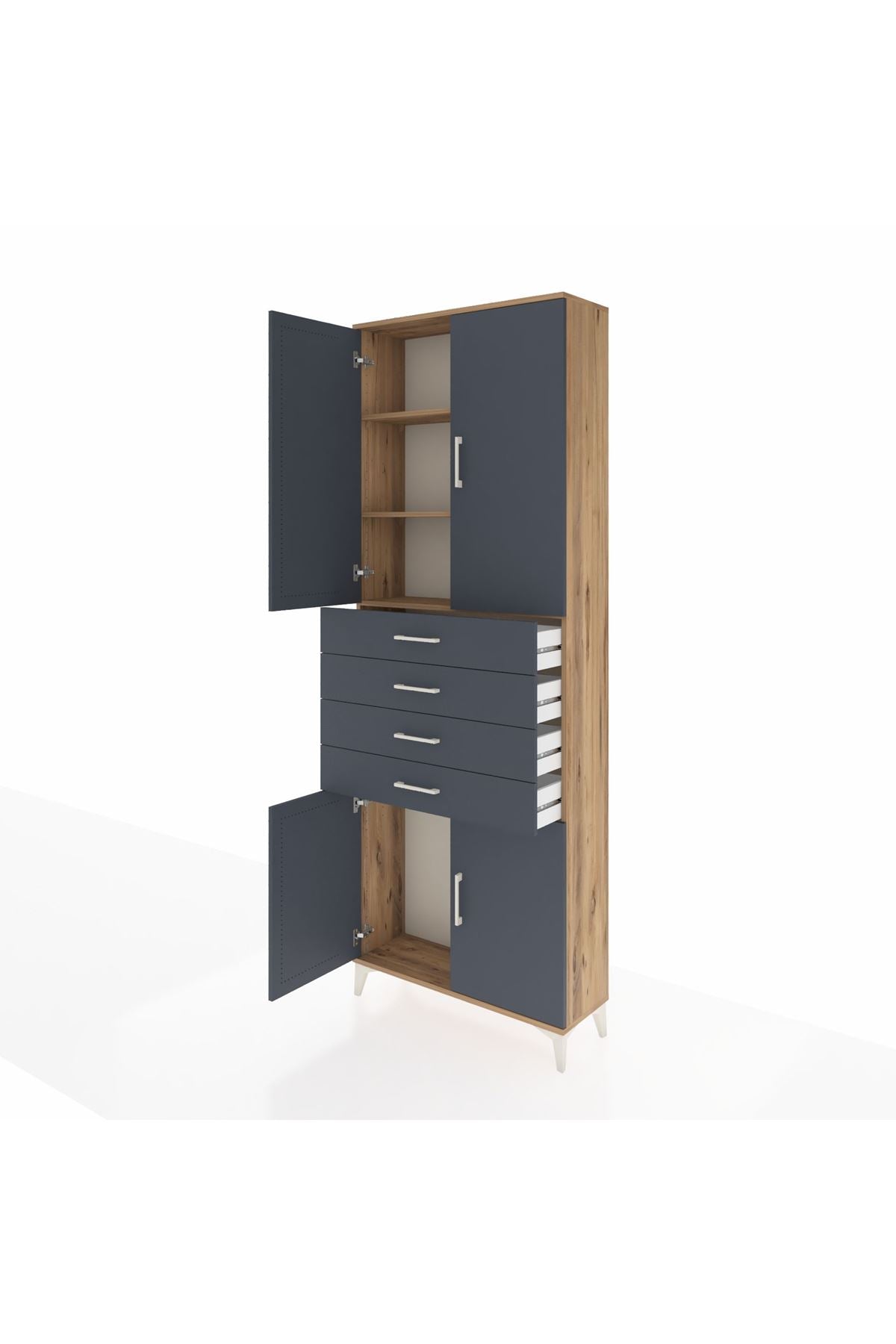 Arges Dolap 3 Raflı 4 Çekmeceli 4 Kapaklı 88x30x243 - S33M259V8A