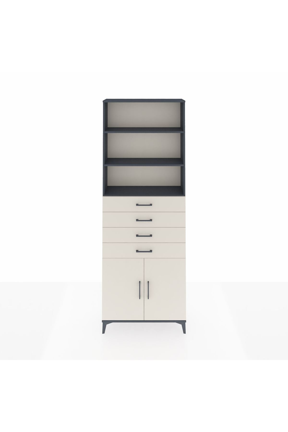 Arges Dolap 3 Raflı 4 Çekmeceli 2 Kapaklı 88x30x243 - S33M260V4A