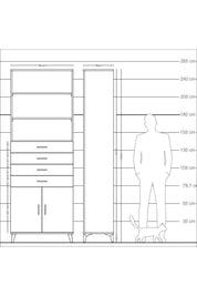 Arges Dolap 3 Raflı 4 Çekmeceli 2 Kapaklı 88x30x243 - S33M260V5A