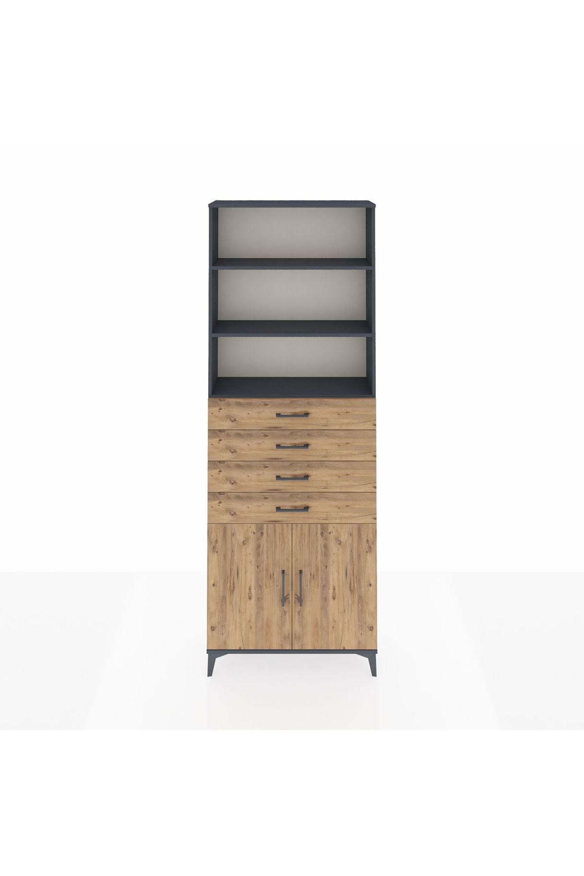 Arges Dolap 3 Raflı 4 Çekmeceli 2 Kapaklı 88x30x243 - S33M260V6A