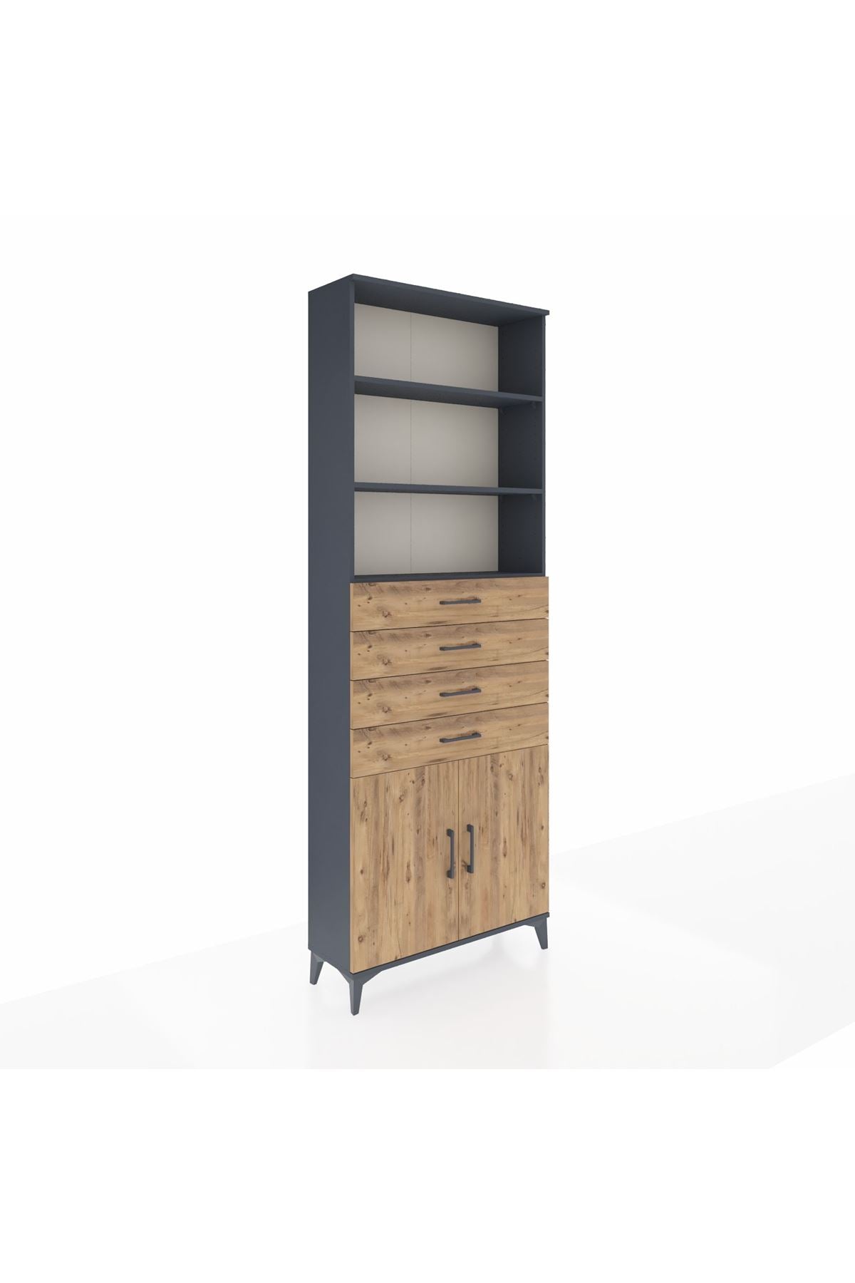 Arges Dolap 3 Raflı 4 Çekmeceli 2 Kapaklı 88x30x243 - S33M260V6A