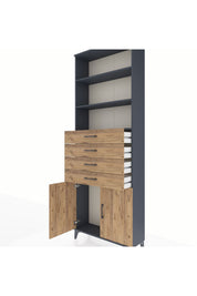 Arges Dolap 3 Raflı 4 Çekmeceli 2 Kapaklı 88x30x243 - S33M260V6A