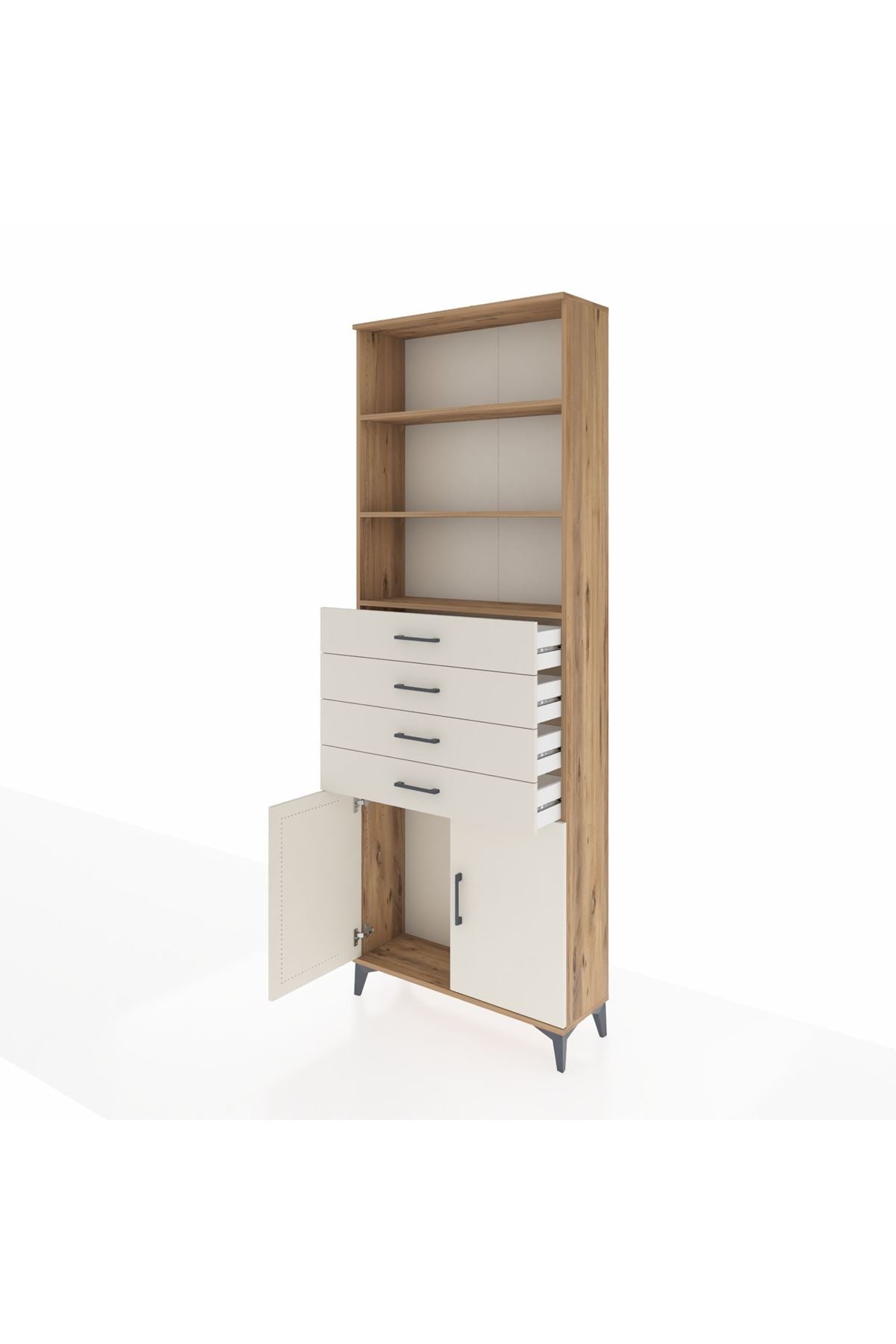 Arges Dolap 3 Raflı 4 Çekmeceli 2 Kapaklı 88x30x243 - S33M260V7A