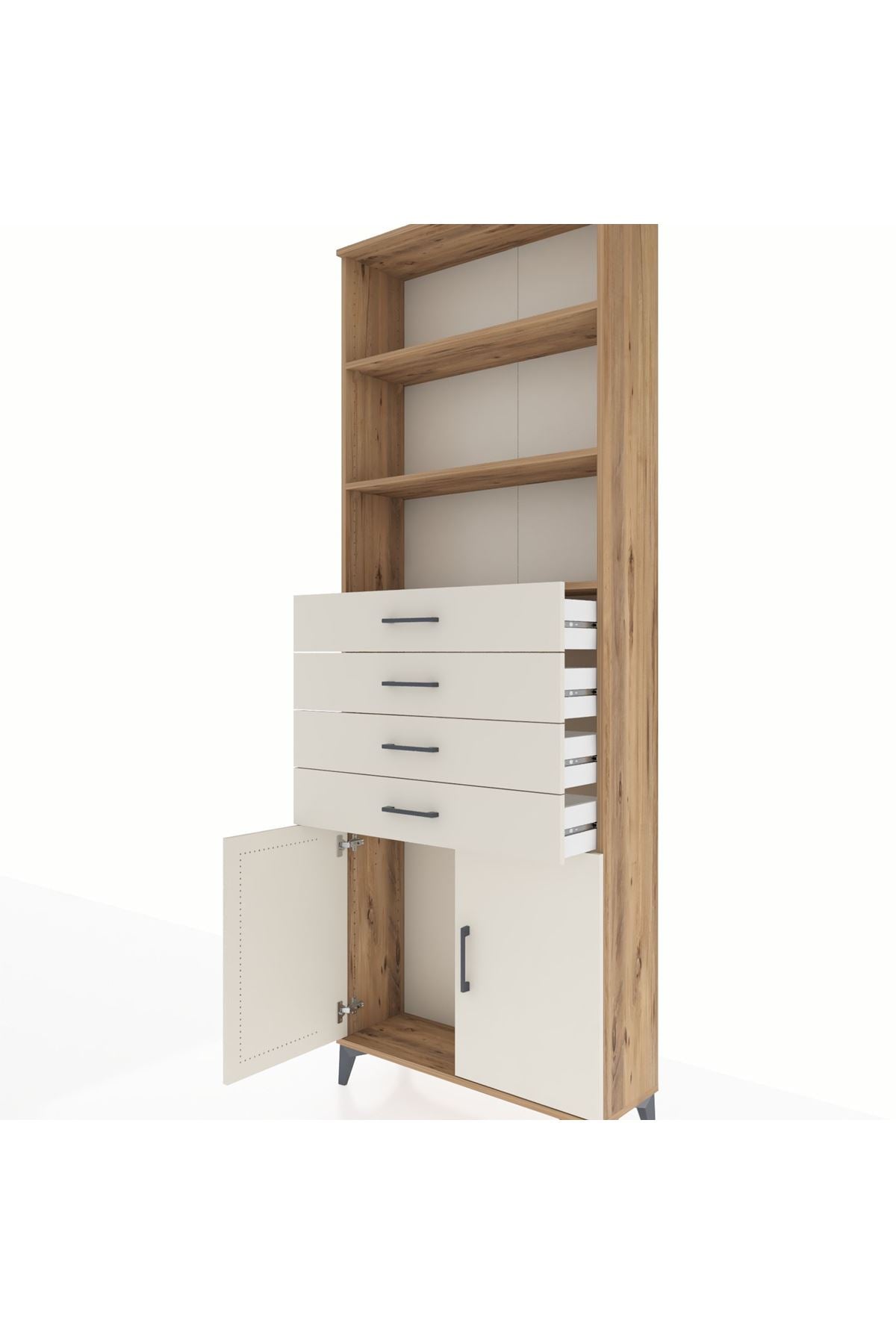 Arges Dolap 3 Raflı 4 Çekmeceli 2 Kapaklı 88x30x243 - S33M260V7A