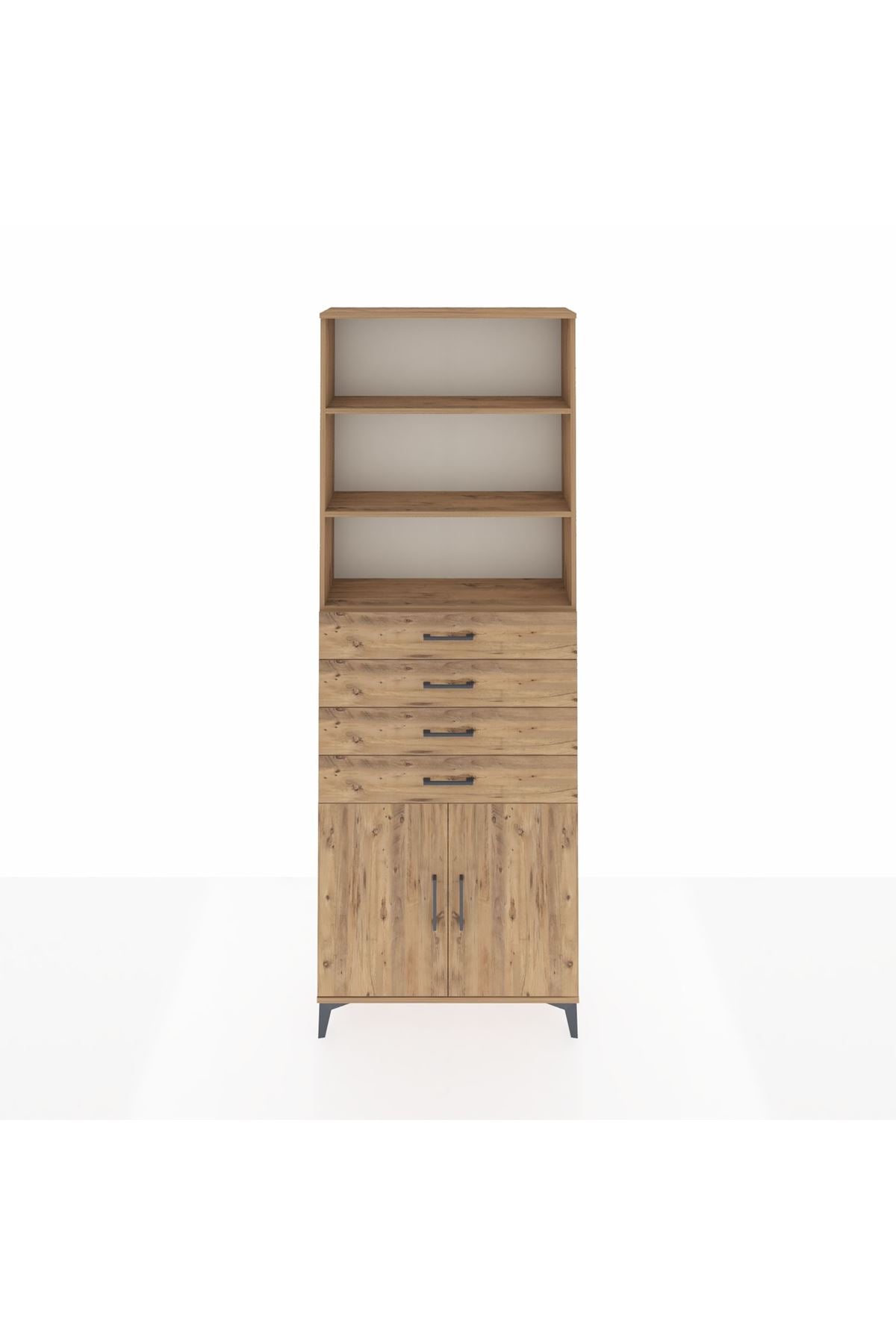 Arges Dolap 3 Raflı 4 Çekmeceli 2 Kapaklı 88x30x243 - S33M260V9A