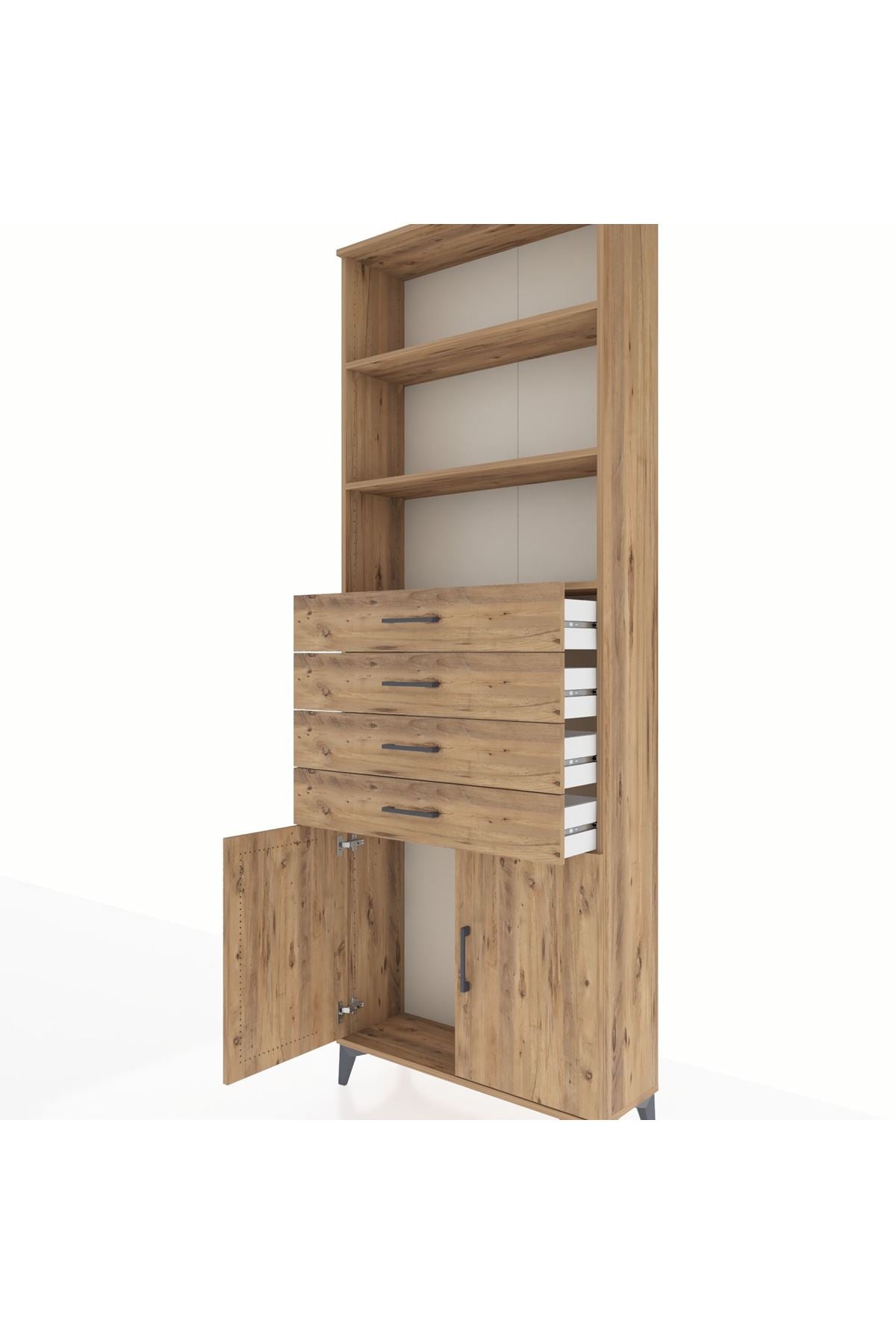 Arges Dolap 3 Raflı 4 Çekmeceli 2 Kapaklı 88x30x243 - S33M260V9A
