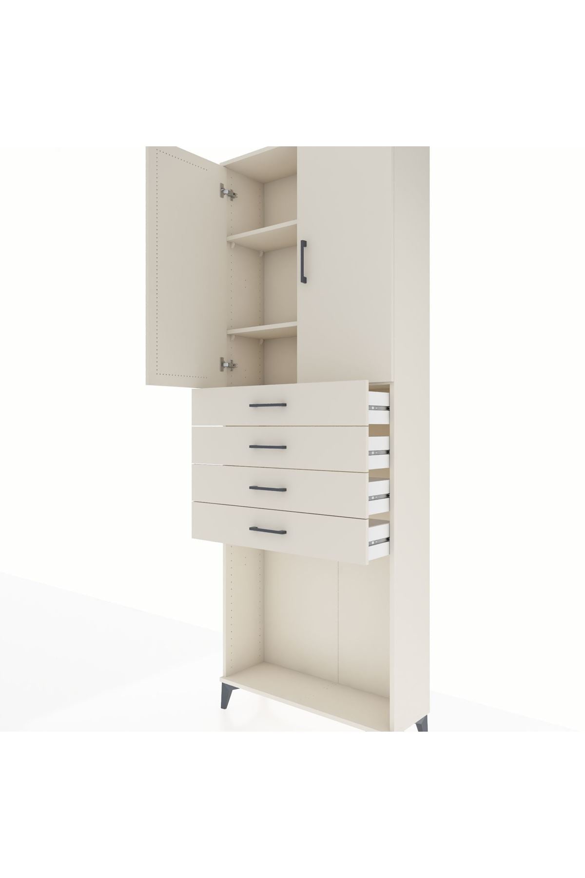 Arges Dolap 3 Raflı 4 Çekmeceli 2 Kapaklı 88x30x243 - S33M261V1A