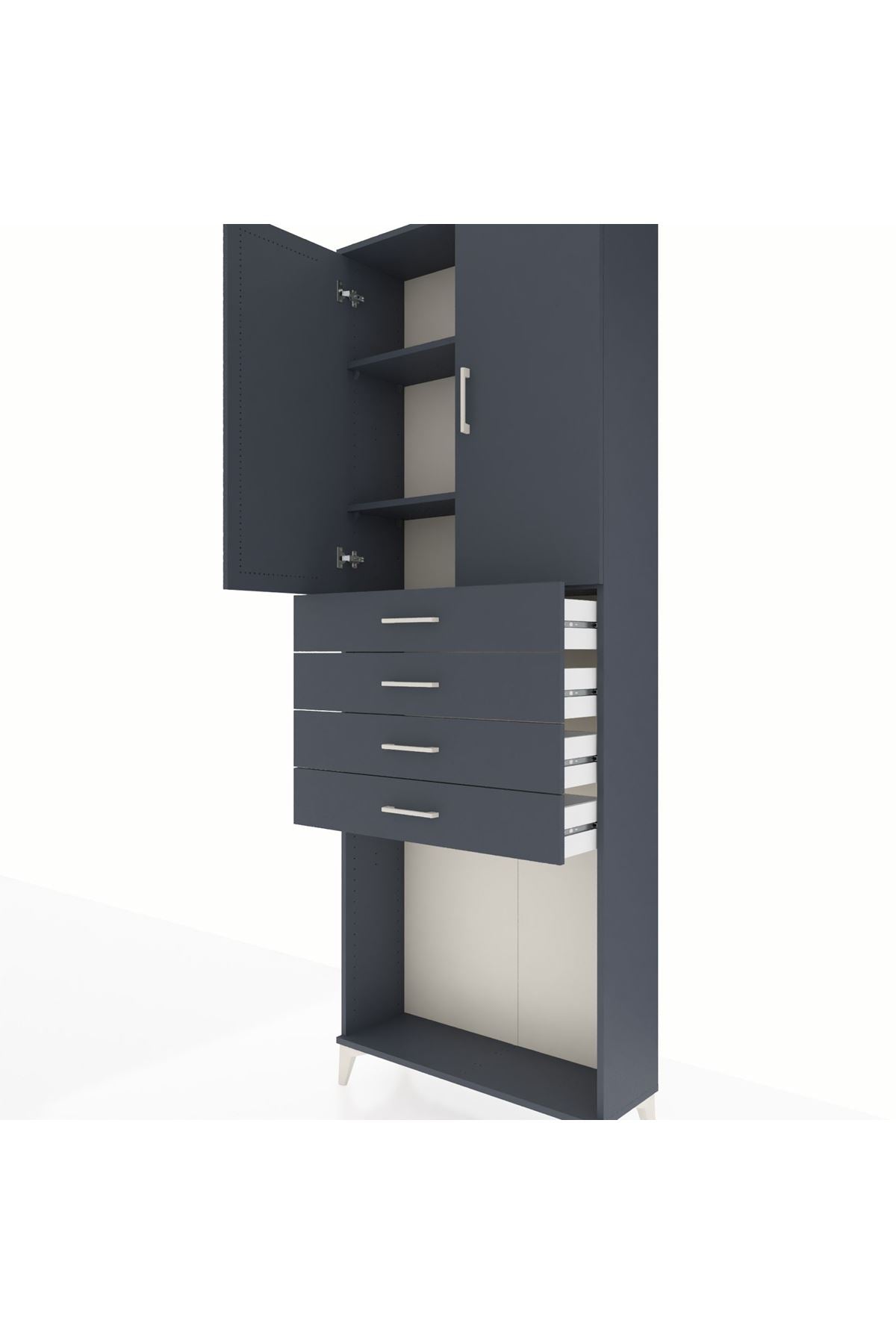 Arges Dolap 3 Raflı 4 Çekmeceli 2 Kapaklı 88x30x243 - S33M261V5A