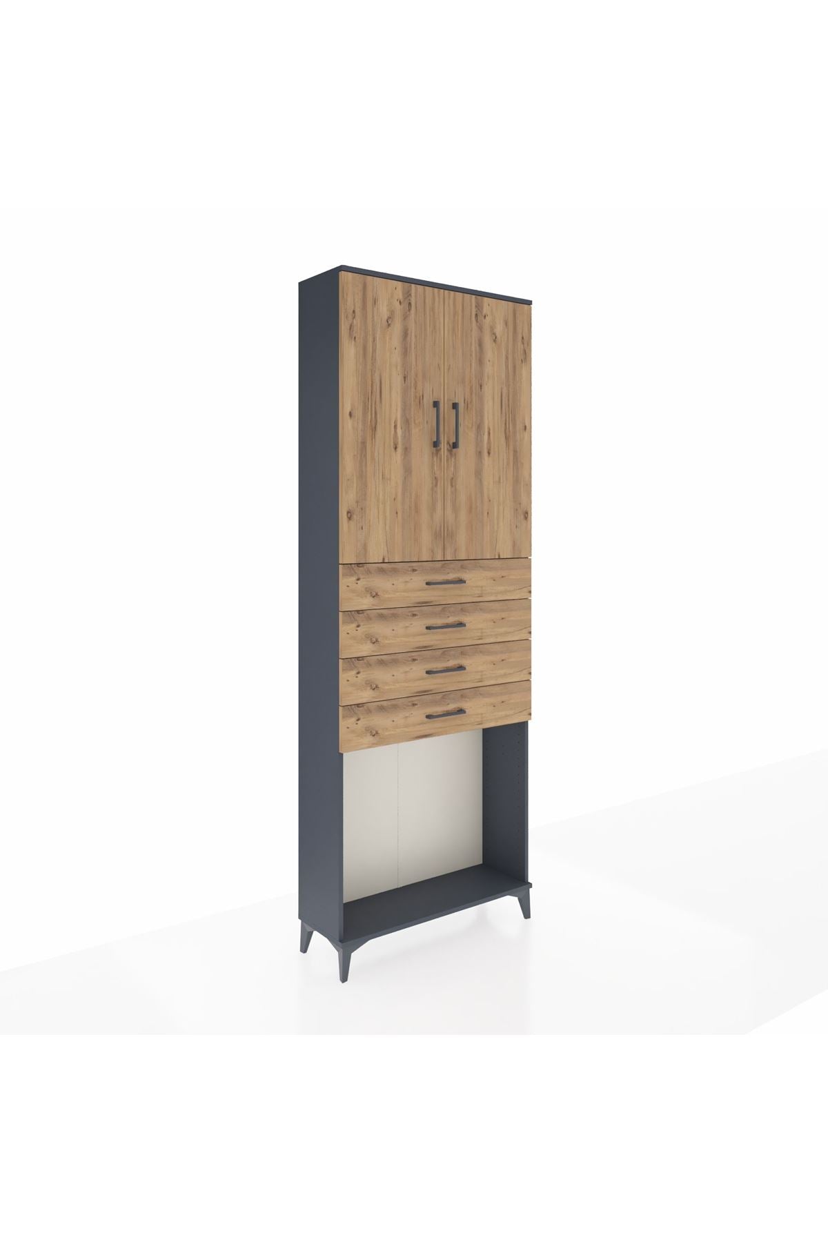 Arges Dolap 3 Raflı 4 Çekmeceli 2 Kapaklı 88x30x243 - S33M261V6A