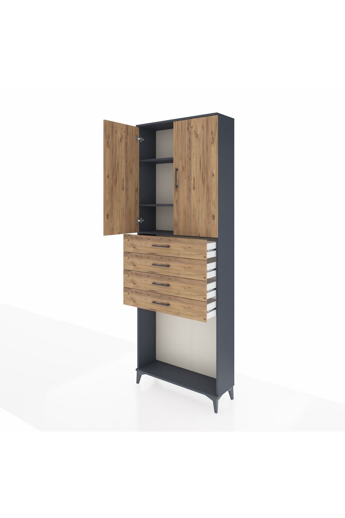 Arges Dolap 3 Raflı 4 Çekmeceli 2 Kapaklı 88x30x243 - S33M261V6A