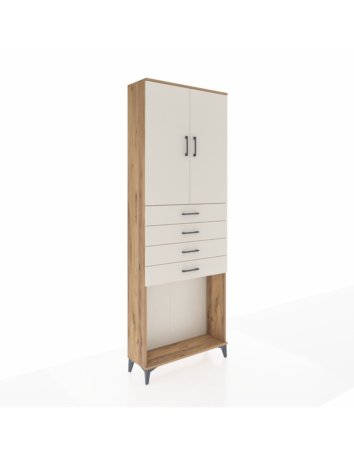Arges Dolap 3 Raflı 4 Çekmeceli 2 Kapaklı 88x30x243 - S33M261V7A