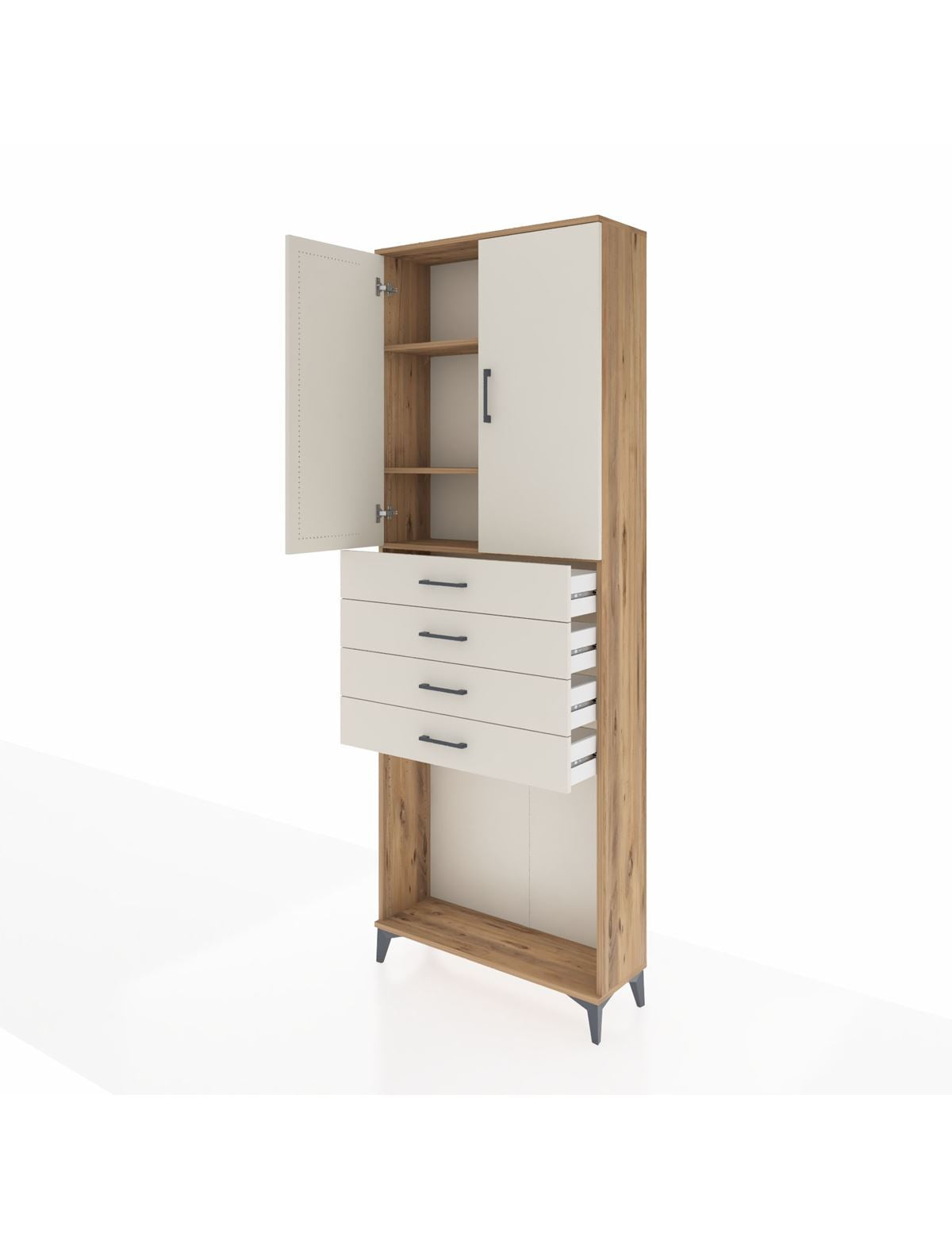 Arges Dolap 3 Raflı 4 Çekmeceli 2 Kapaklı 88x30x243 - S33M261V7A