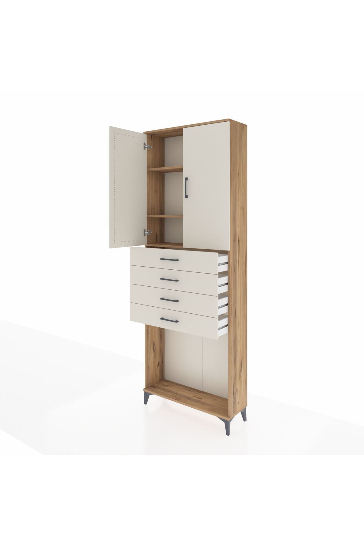 Arges Dolap 3 Raflı 4 Çekmeceli 2 Kapaklı 88x30x243 - S33M261V7A