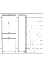 Arges Dolap 3 Raflı 4 Çekmeceli 2 Kapaklı 88x30x243 - S33M261V7A