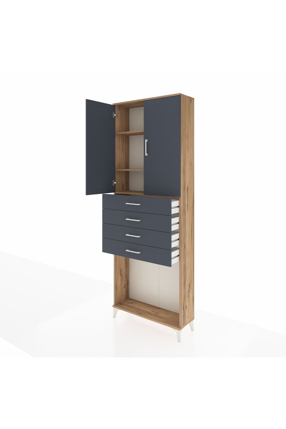 Arges Dolap 3 Raflı 4 Çekmeceli 2 Kapaklı 88x30x243 - S33M261V8A