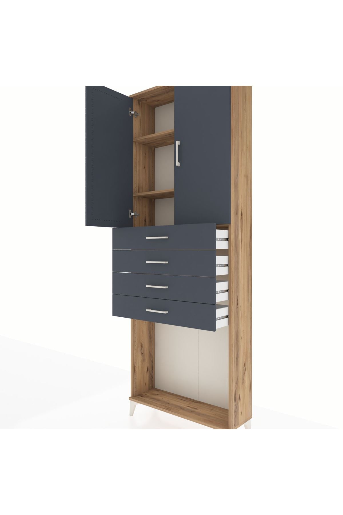 Arges Dolap 3 Raflı 4 Çekmeceli 2 Kapaklı 88x30x243 - S33M261V8A