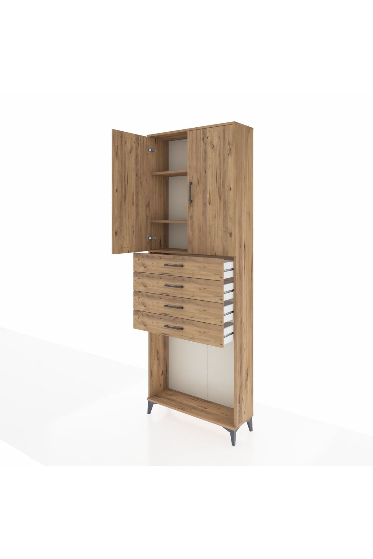 Arges Dolap 3 Raflı 4 Çekmeceli 2 Kapaklı 88x30x243 - S33M261V9A