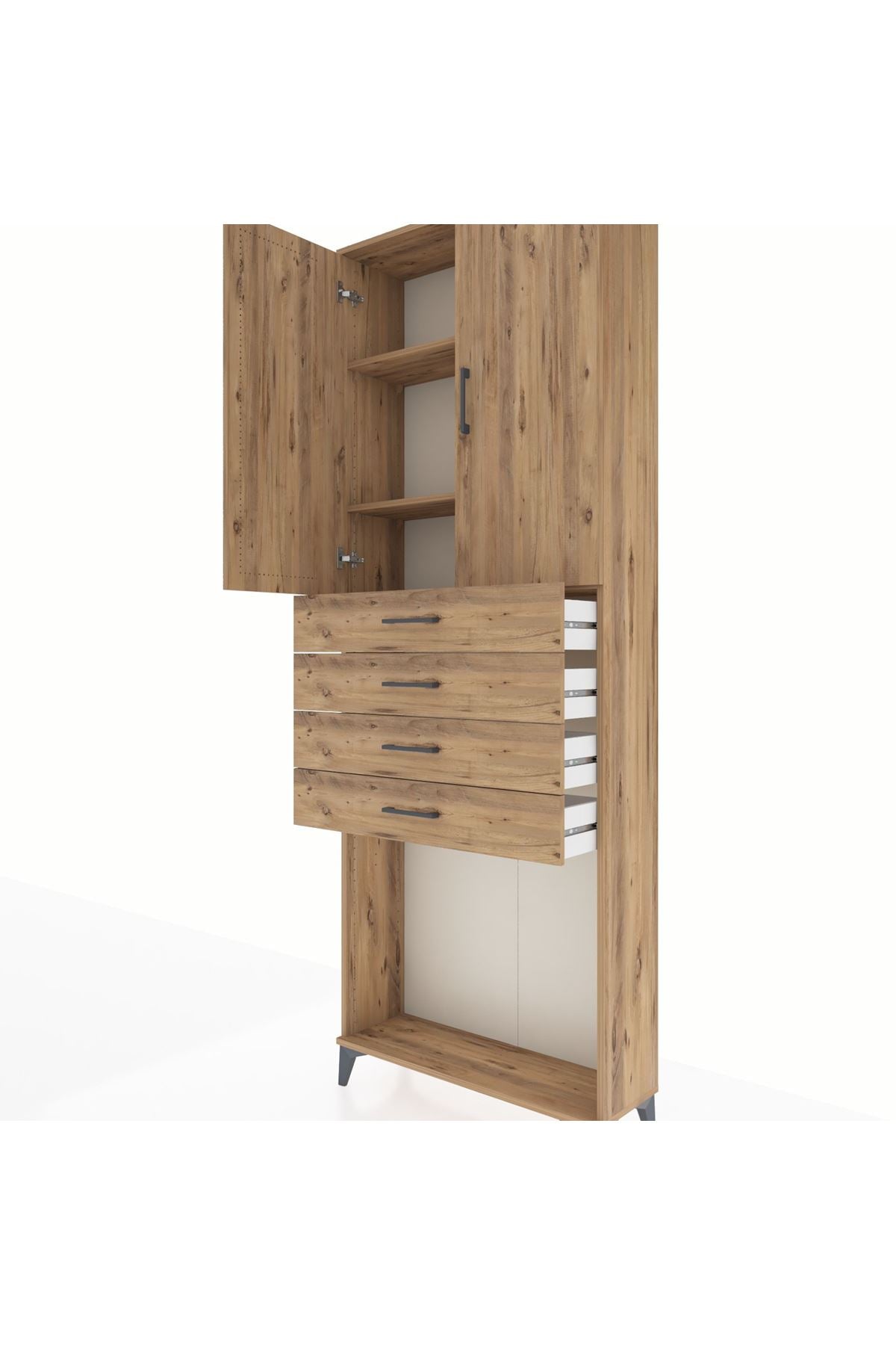 Arges Dolap 3 Raflı 4 Çekmeceli 2 Kapaklı 88x30x243 - S33M261V9A