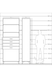 Arges Dolap 3 Raflı 4 Çekmeceli 88x30x243 - S33M262V5A