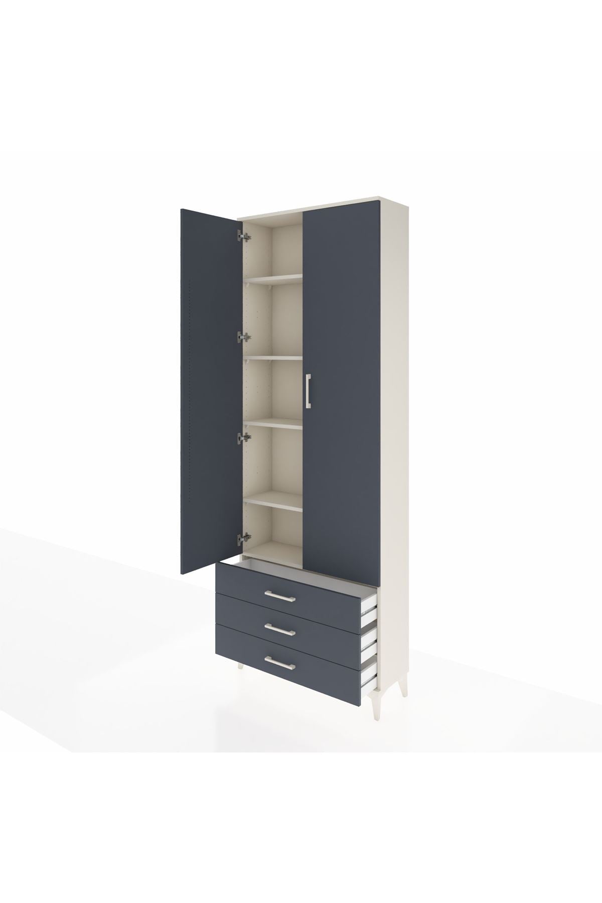 Arges Dolap 5 Raflı 3 Çekmeceli 2 Kapaklı 88x30x243 - S33M263V2A