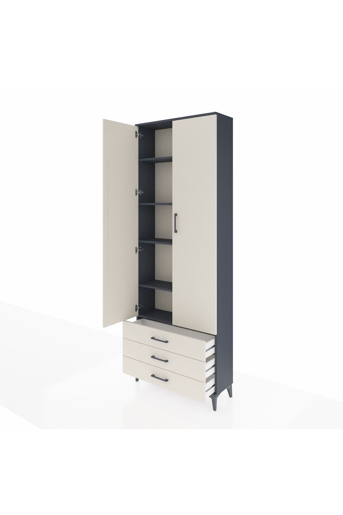 Arges Dolap 5 Raflı 3 Çekmeceli 2 Kapaklı 88x30x243 - S33M263V4A