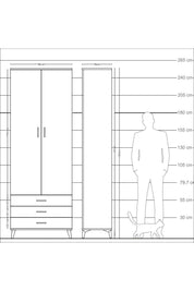Arges Dolap 5 Raflı 3 Çekmeceli 2 Kapaklı 88x30x243 - S33M263V5A