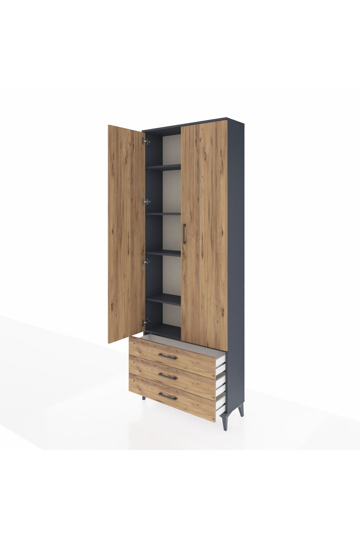 Arges Dolap 5 Raflı 3 Çekmeceli 2 Kapaklı 88x30x243 - S33M263V6A