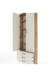 Arges Dolap 5 Raflı 3 Çekmeceli 2 Kapaklı 88x30x243 - S33M263V7A