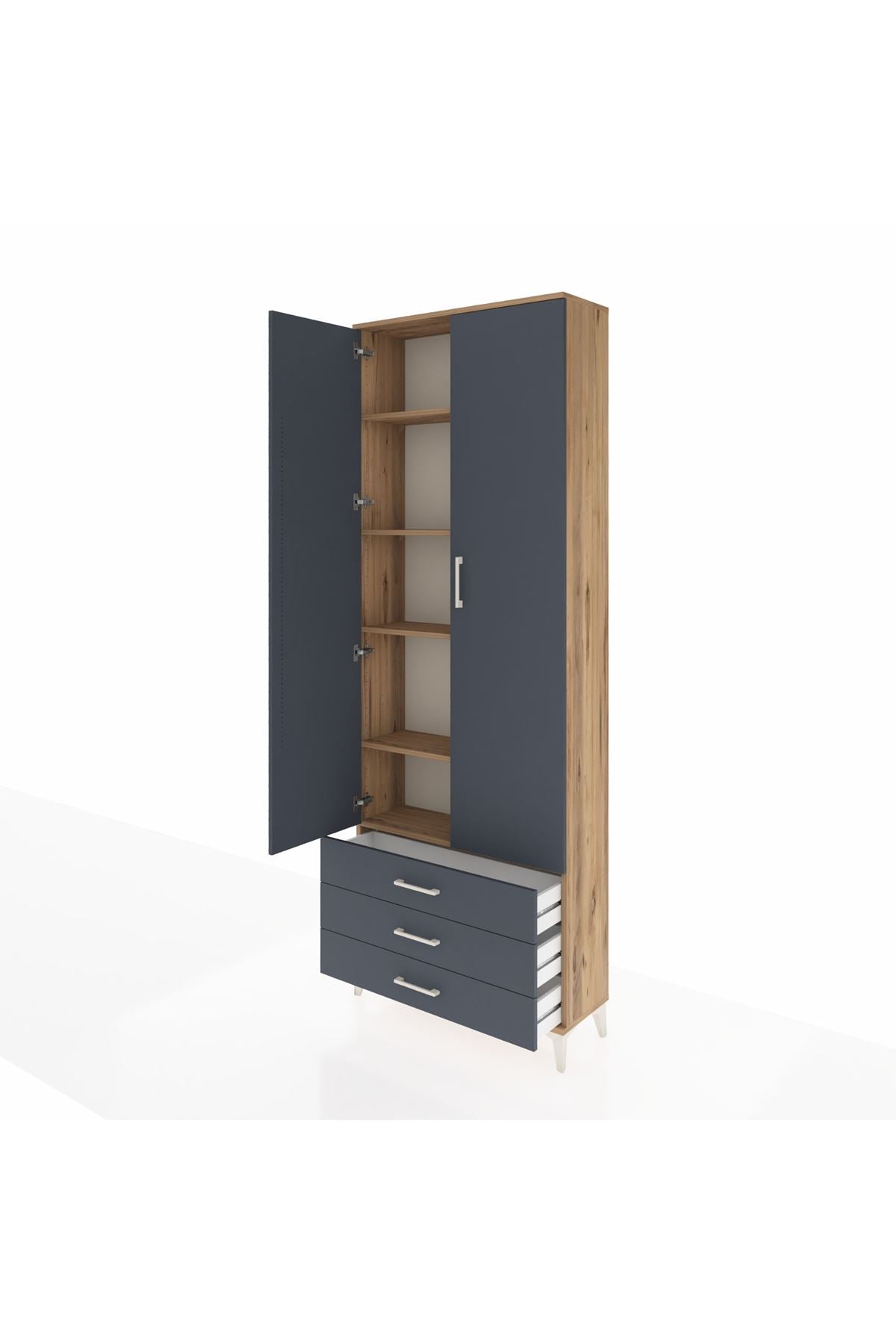 Arges Dolap 5 Raflı 3 Çekmeceli 2 Kapaklı 88x30x243 - S33M263V8A