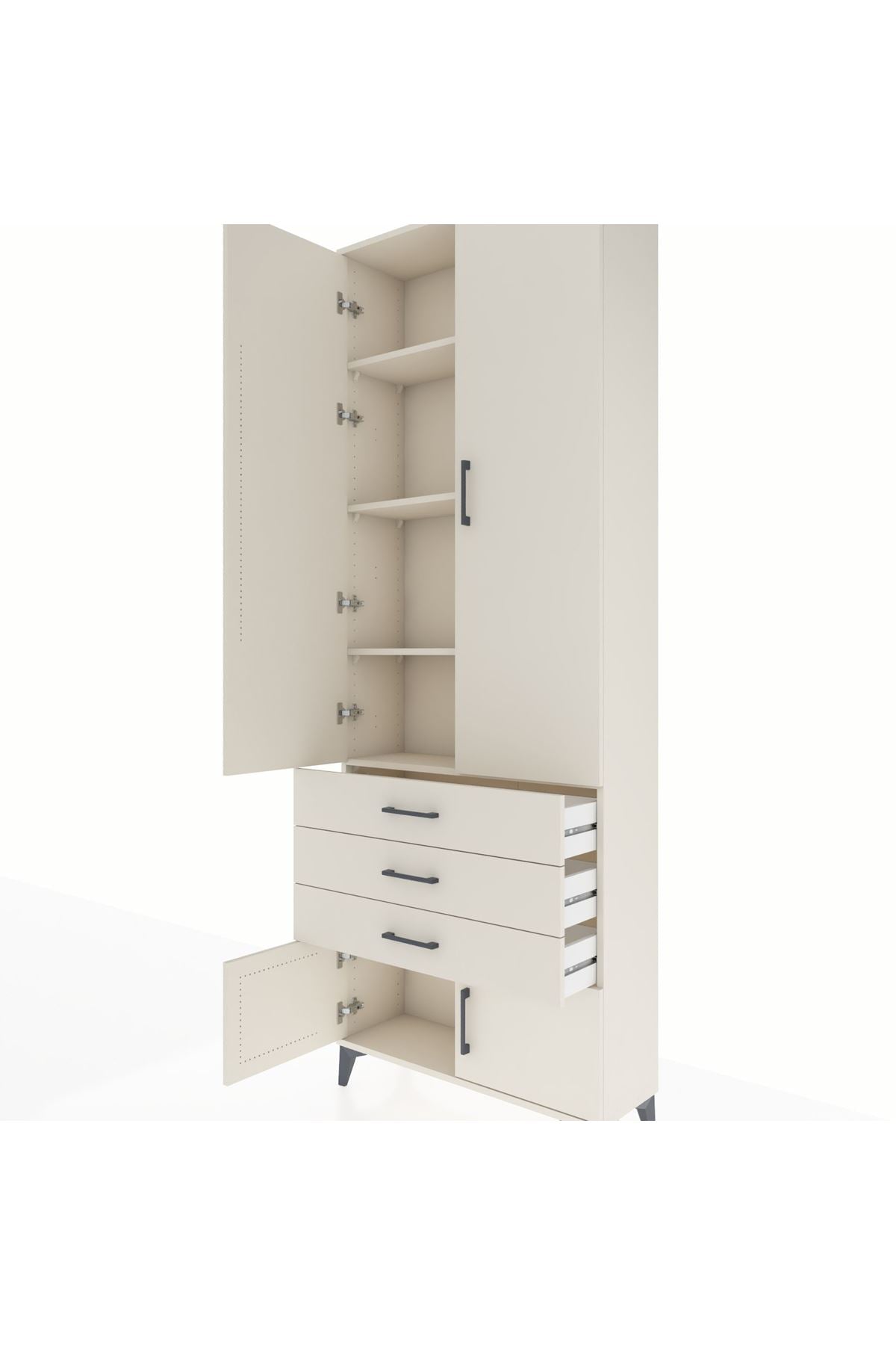 Arges Dolap 4 Raflı 3 Çekmeceli 4 Kapaklı 88x30x243 - S33M265V1A