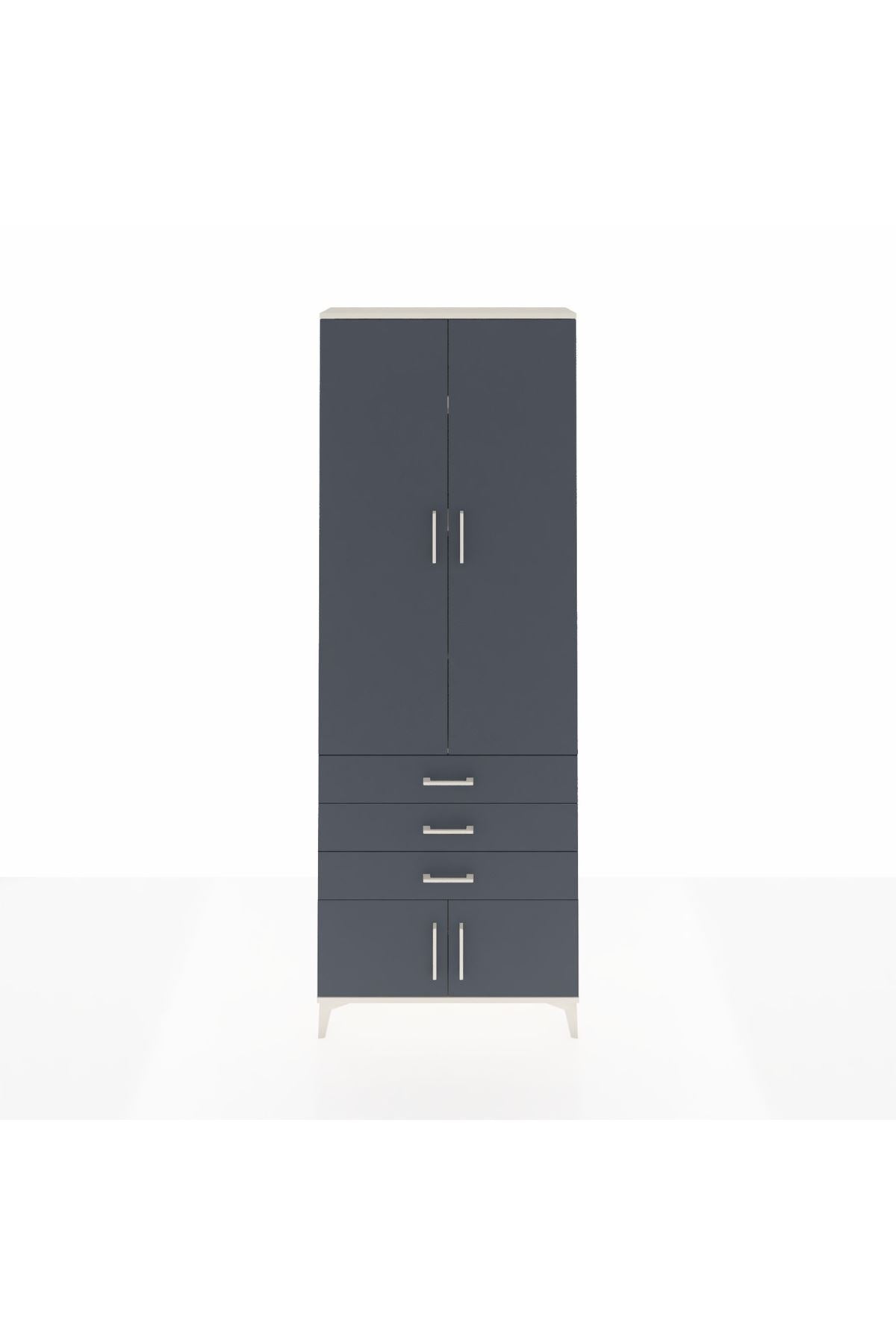Arges Dolap 4 Raflı 3 Çekmeceli 4 Kapaklı 88x30x243 - S33M265V2A