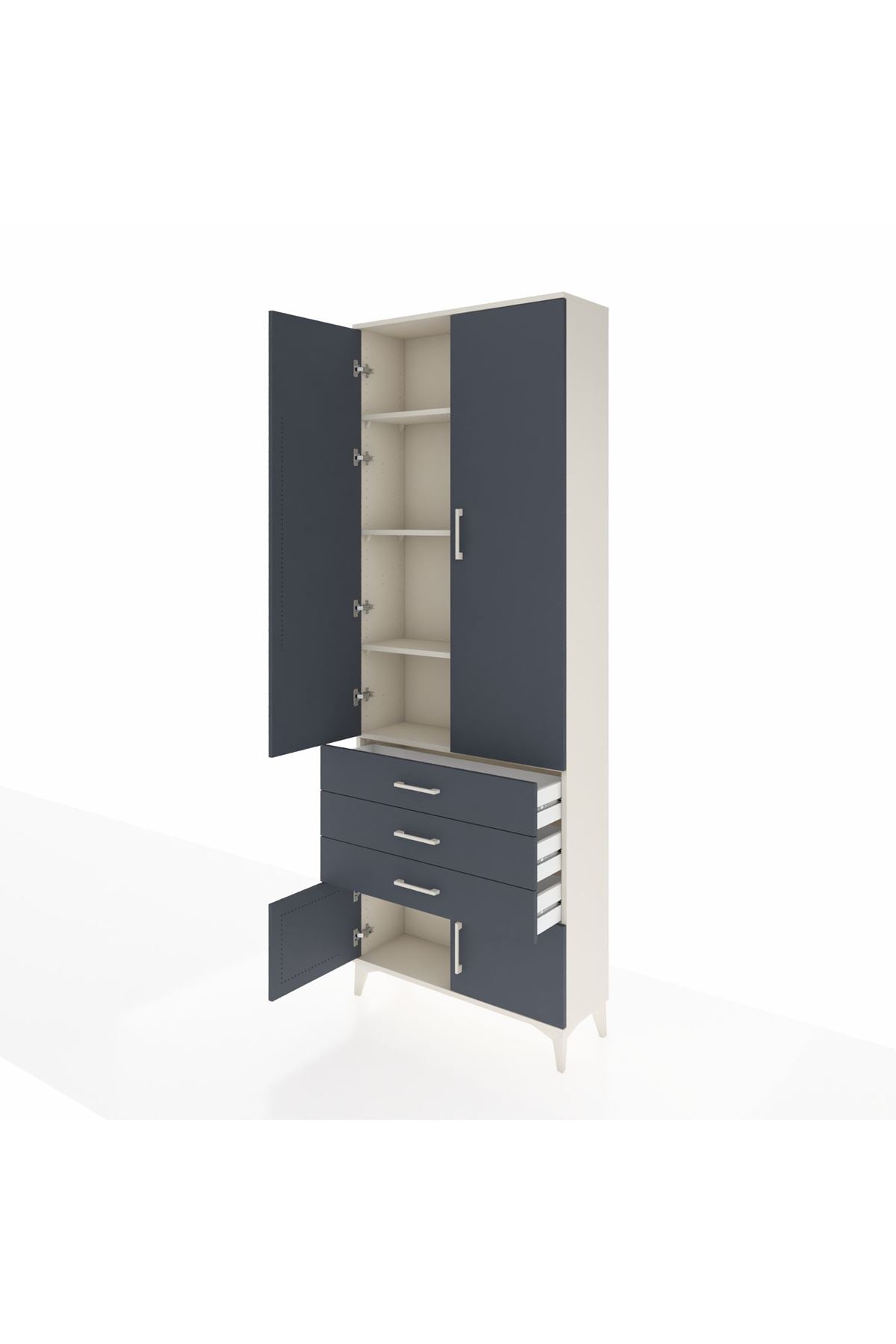 Arges Dolap 4 Raflı 3 Çekmeceli 4 Kapaklı 88x30x243 - S33M265V2A