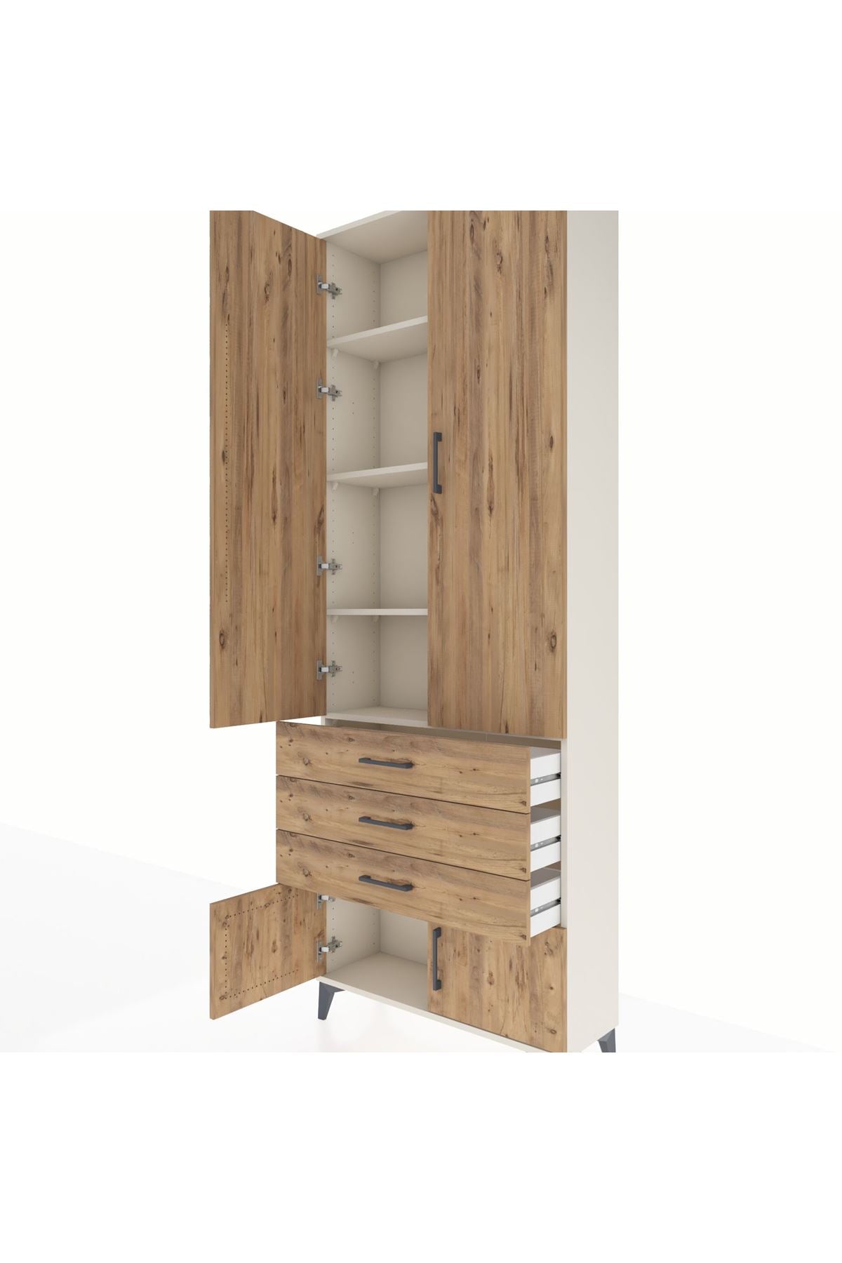 Arges Dolap 4 Raflı 3 Çekmeceli 4 Kapaklı 88x30x243 - S33M265V3A