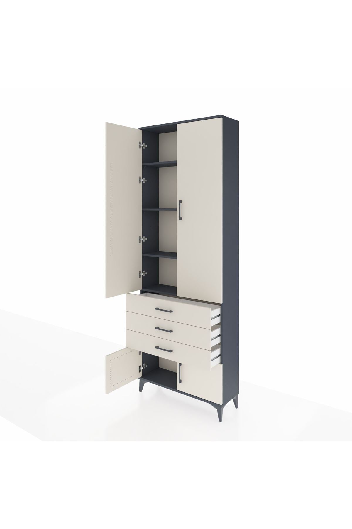 Arges Dolap 4 Raflı 3 Çekmeceli 4 Kapaklı 88x30x243 - S33M265V4A