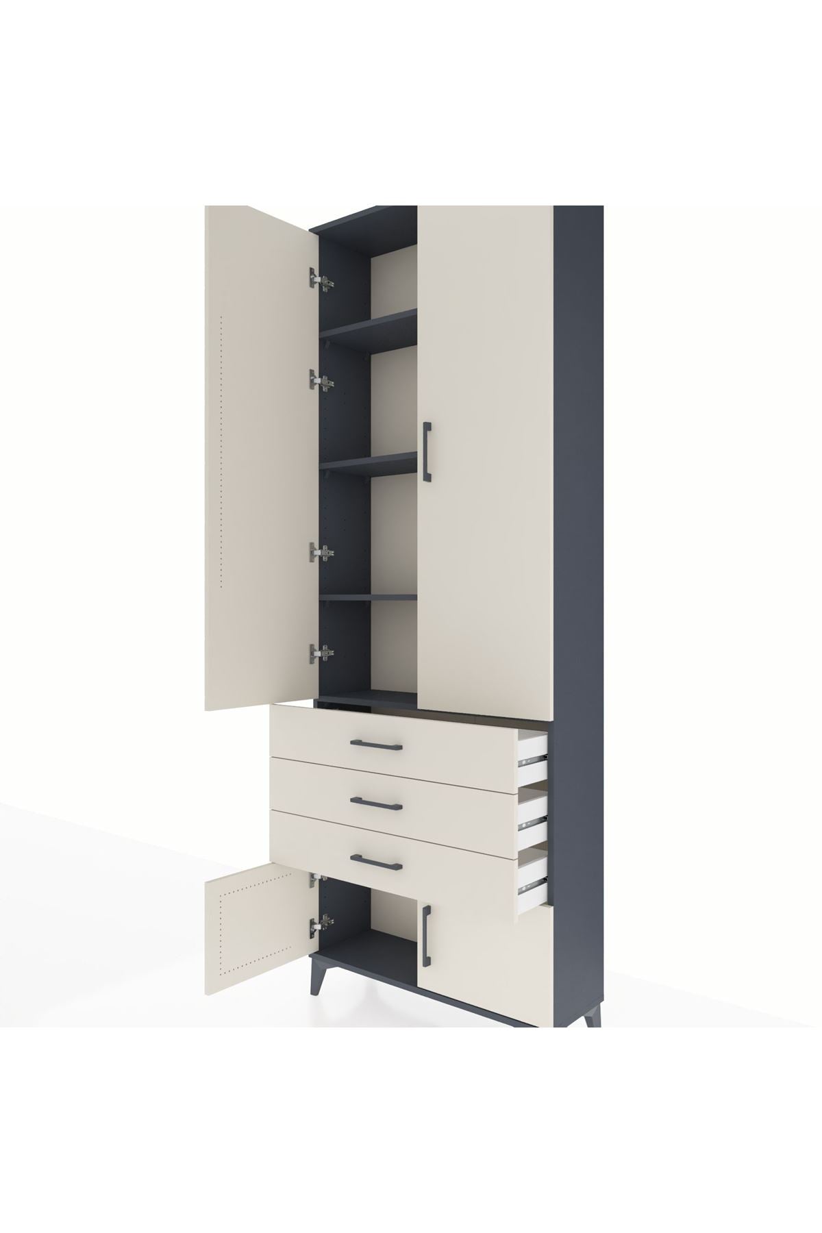 Arges Dolap 4 Raflı 3 Çekmeceli 4 Kapaklı 88x30x243 - S33M265V4A
