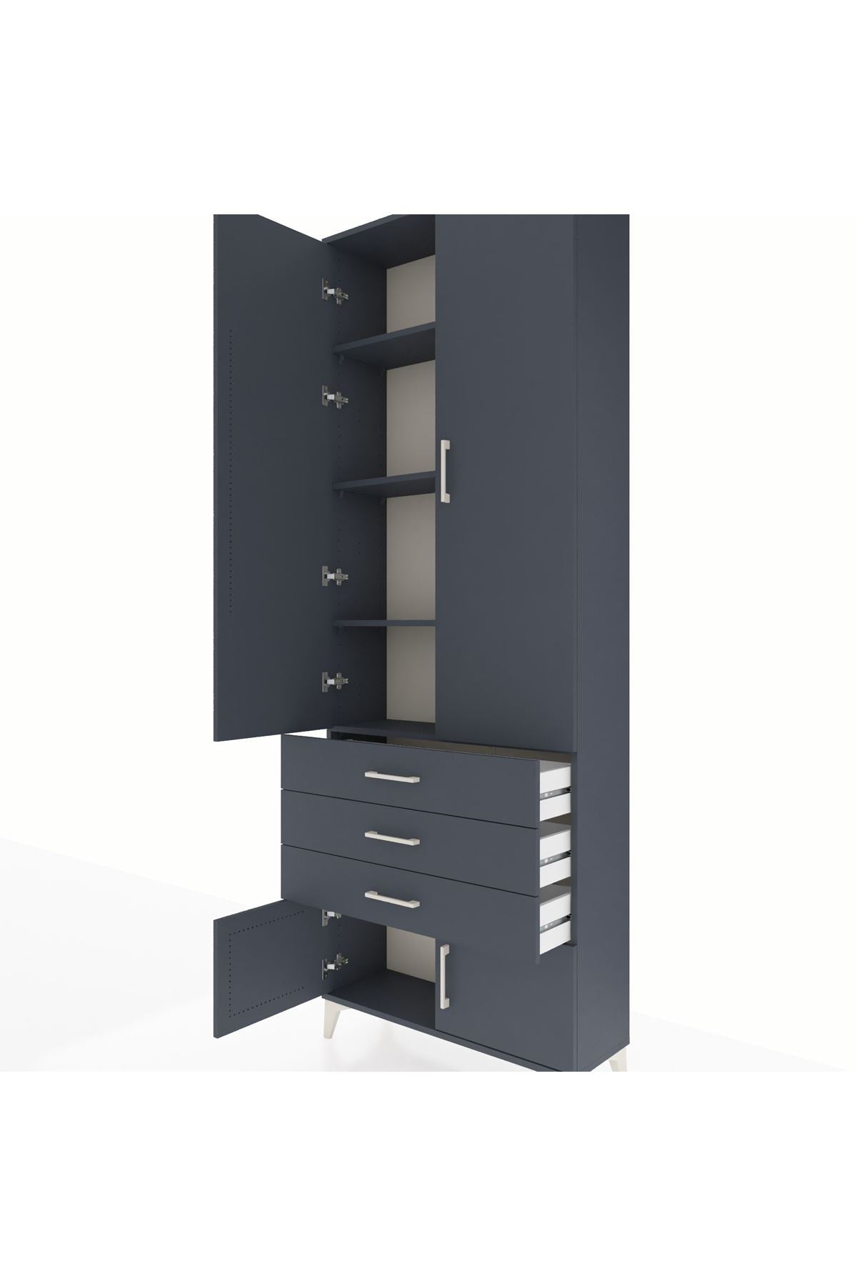 Arges Dolap 4 Raflı 3 Çekmeceli 4 Kapaklı 88x30x243 - S33M265V5A