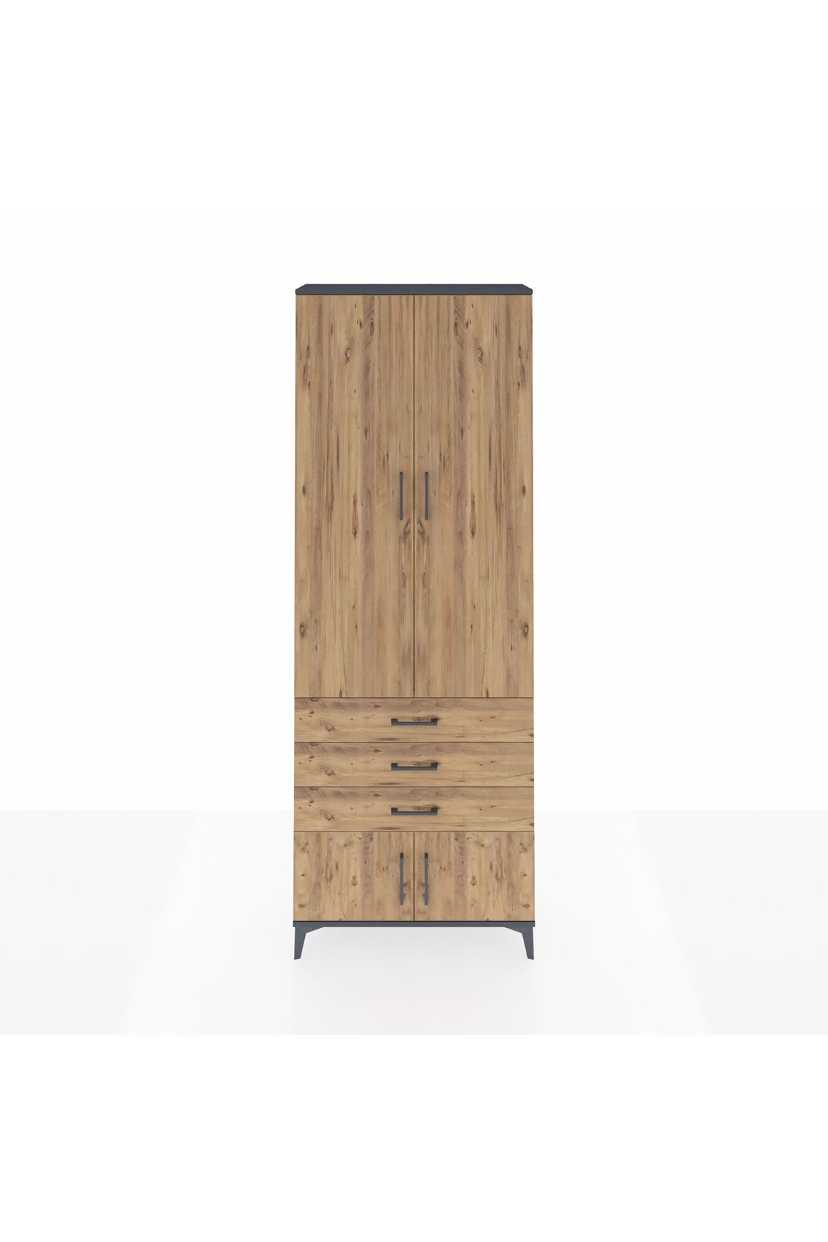 Arges Dolap 4 Raflı 3 Çekmeceli 4 Kapaklı 88x30x243 - S33M265V6A