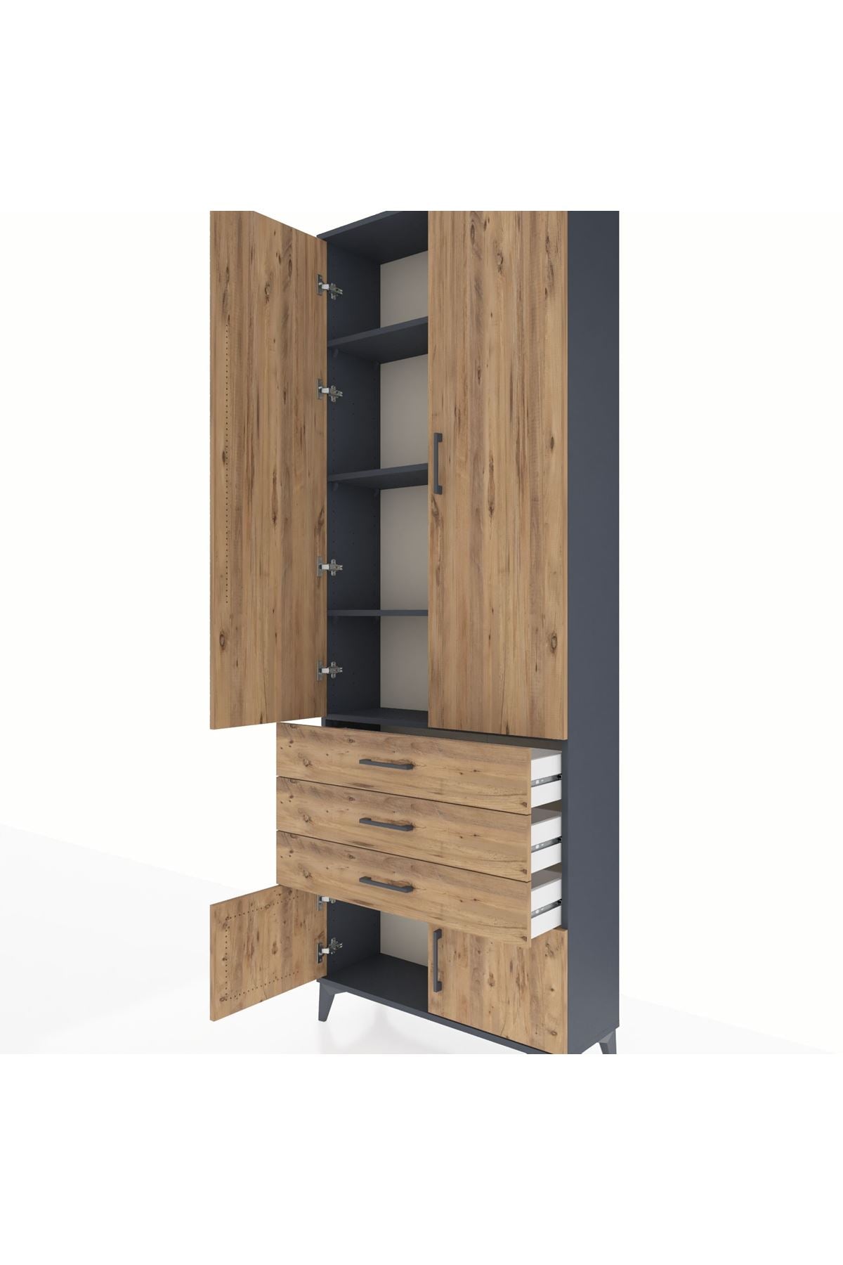 Arges Dolap 4 Raflı 3 Çekmeceli 4 Kapaklı 88x30x243 - S33M265V6A